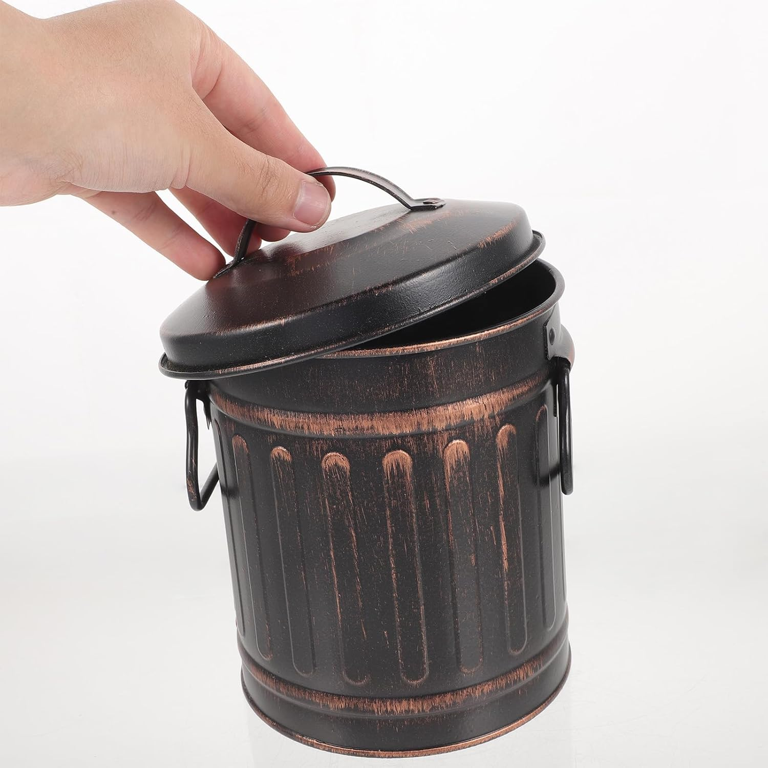 Happyyami Metal Ash Bucket with Lid 7.5 Inch Fireplace Ash Barrel for Hot Coal Storage and Outdoor BBQ Cleaning image number 4