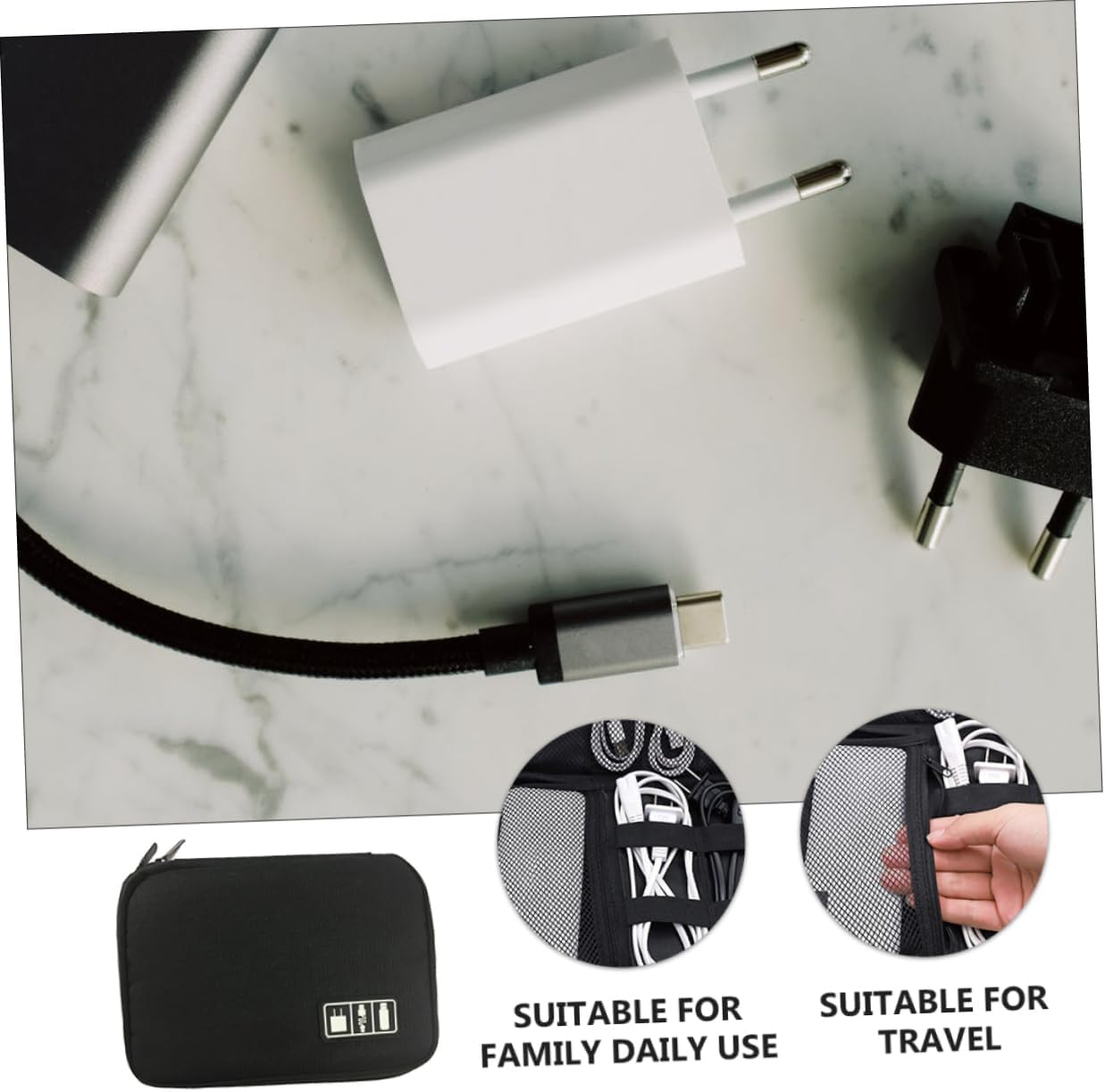 Homoyoyo Digital Storage Bag for Travel Wear-Resistant Electronic Accessory Bag Multifunctional Storage Case for Electronics Gadgets image number 4