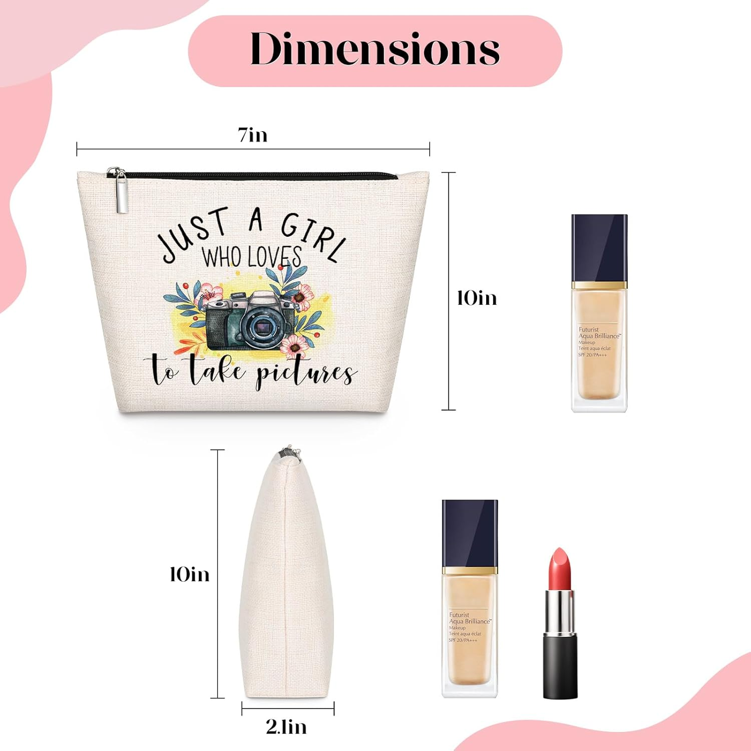 Gevguxluo a Girl Loves Makeup Bag, Beige, Girl Loves Photographers image number 3