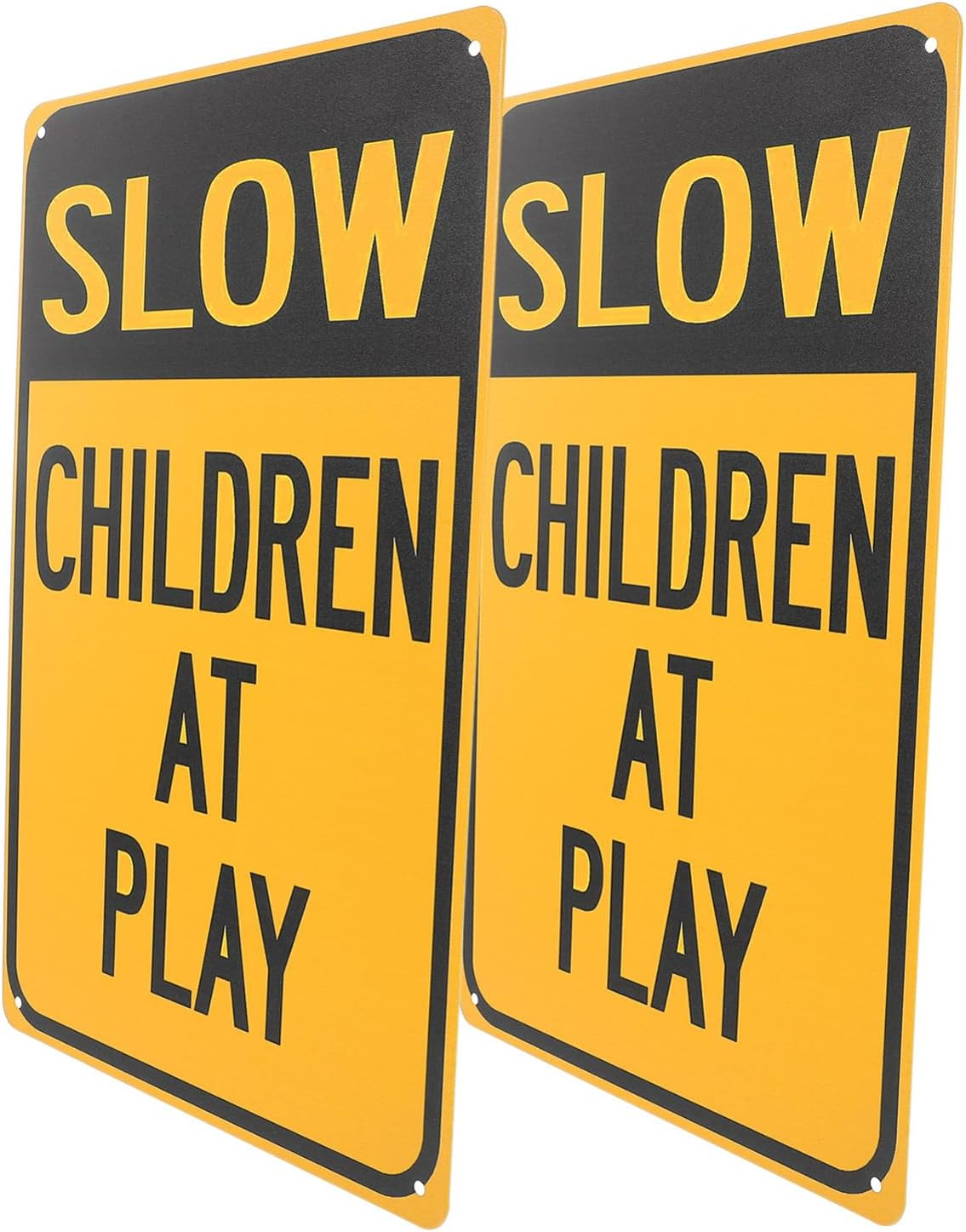 Iplusmile 2Pcs Slow down Children at Play Sign, Metal Kids Playing Slow down Sign Fade Resistant Security Sign for Neighborhood Street Caution Yard Signs image number 2
