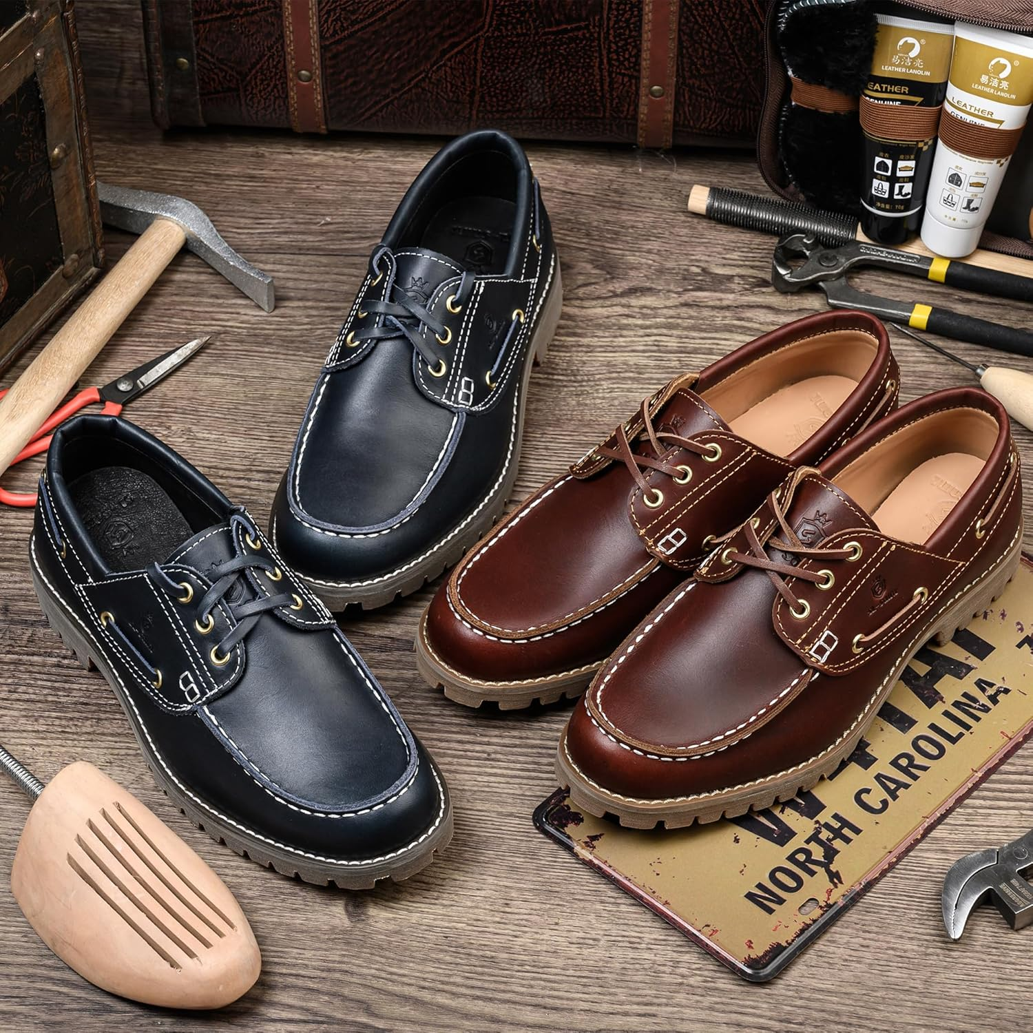 Sl-Saint 1 Handmade Men'S Classic Boat & Deck Shoes Moc Toe Lace up Full Grain Leather Comfortable Fashion Casual image number 6