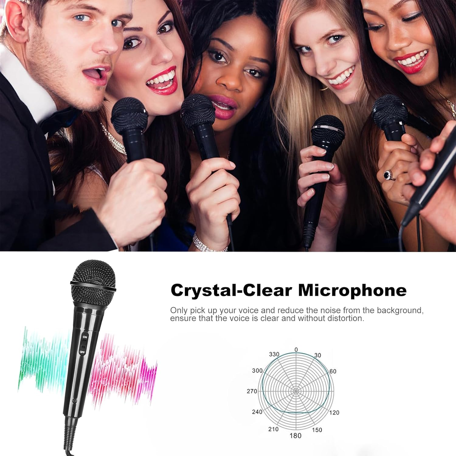 OBLEGY Wired Microphone for Karaoke,Professional Handheld Dynamic Mic with On/Off Switch and 2.5M Cable to 1/4'' Audio Connection, Plug-In Microphone for Amplifier, PA System, Party, Karaoke, Church image number 5