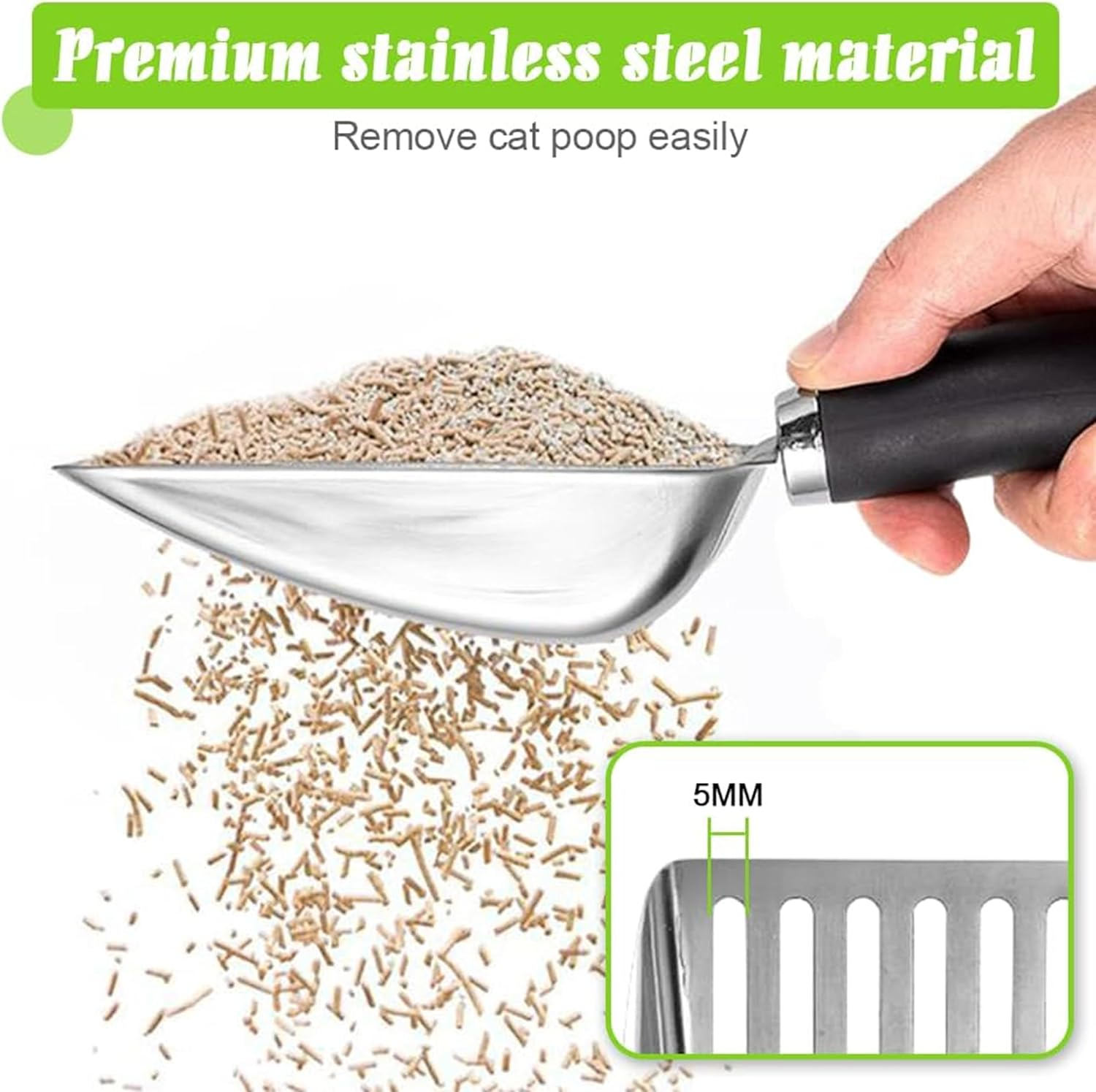 2 Pcs Stainless Steel Cat Litter Scoop at Litter Scoop Stainless Steel,Pet Supplies Litter Scooper Metal Cat Litter,Suitable for Coarse Sand, Jumbo Cat Litter Scoop Sifter Scooper Holder image number 4