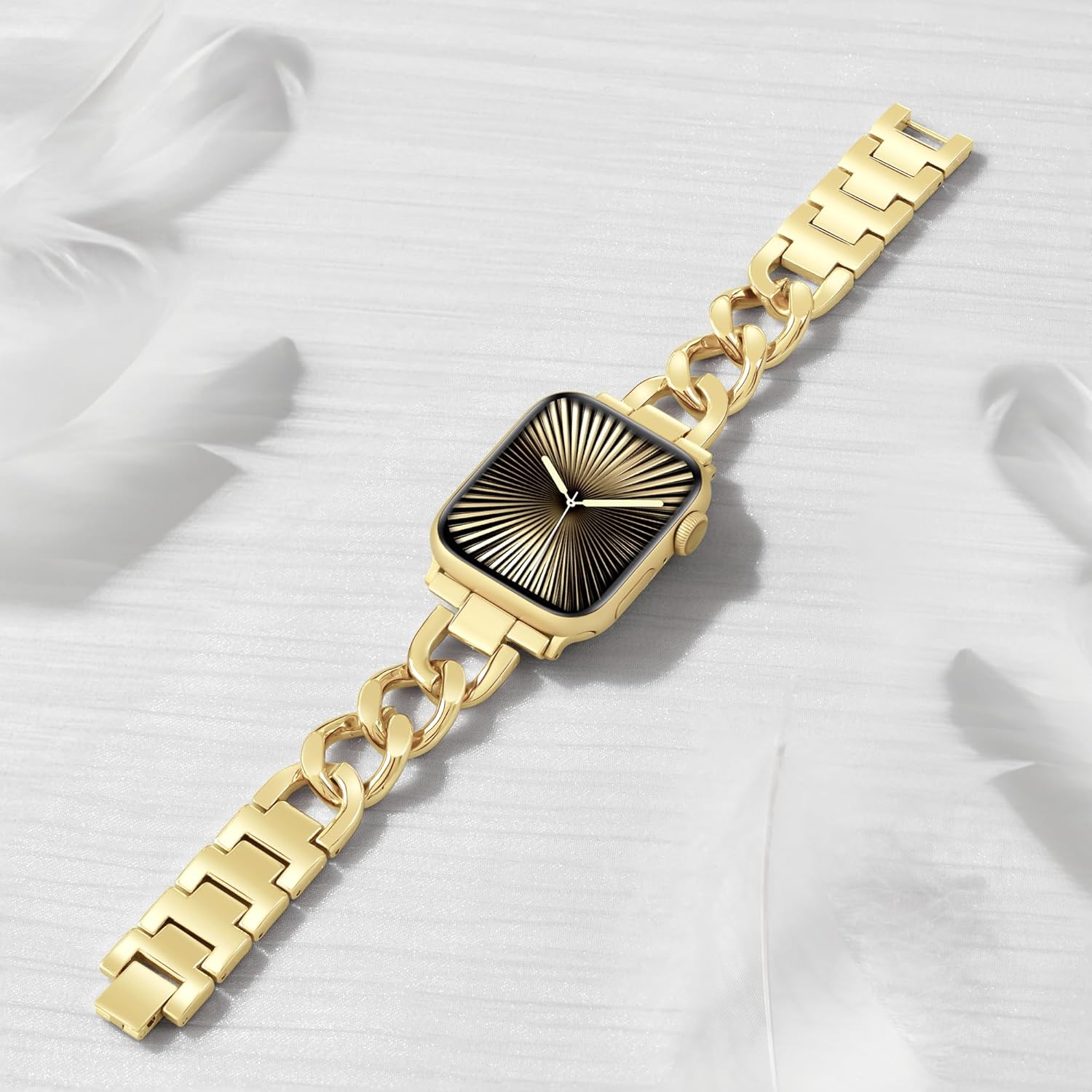 Ocaer Compatible with Apple Watch 46Mm 45Mm 44Mm 42Mm 41Mm 40Mm 38Mm 49Mm, Cowboy Chain Metal Band for Iwatch Series 11 10 9 8 7 6 5 4 Ultra SE 3 2 1,Slim Apple Watch Bracelet Strap for Women Girls image number 1