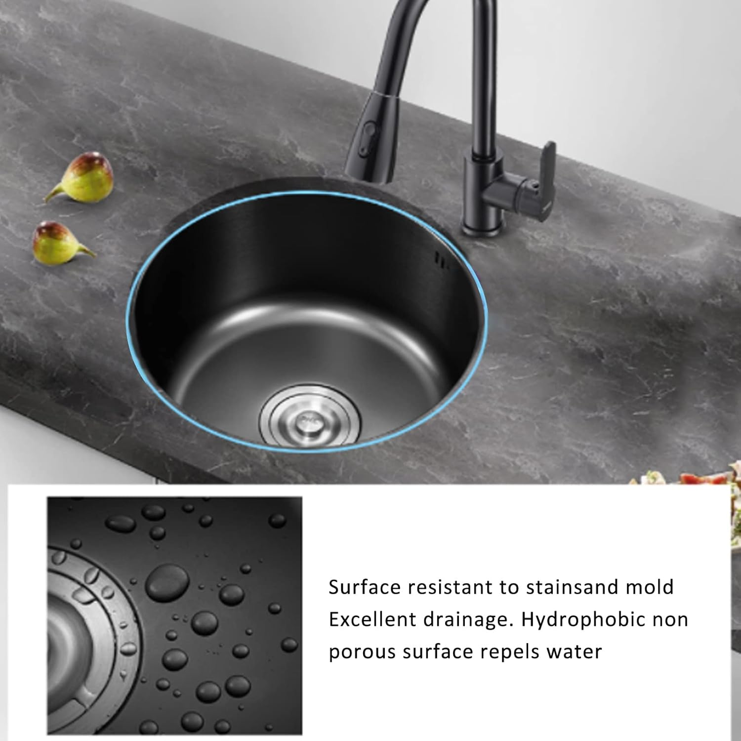 Round Kitchen Sink with Excellent Drainage and Maximum Flexibility - round Kitchen Sink Stainless Steel Basin Single Bowl with Drain Accessories for Home (#1) image number 3