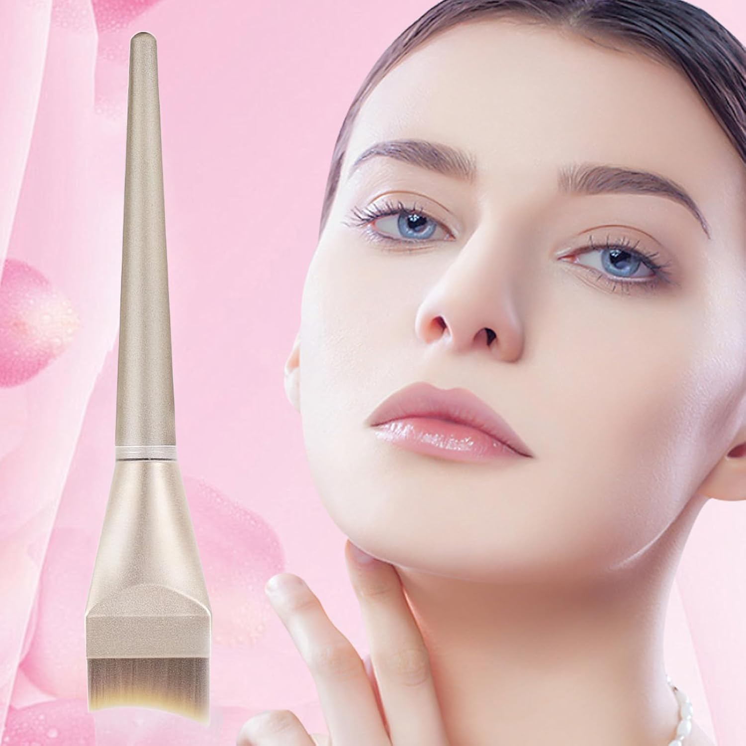 Flat Foundation Brush - Professional Makeup Tool, Synthetic Bristle Cosmetic Applicator (Soft Dense Bristles, Ergonomic Handle Design, Durable Construction) | Perfect Liquid Cream Powder Blending Cont image number 5