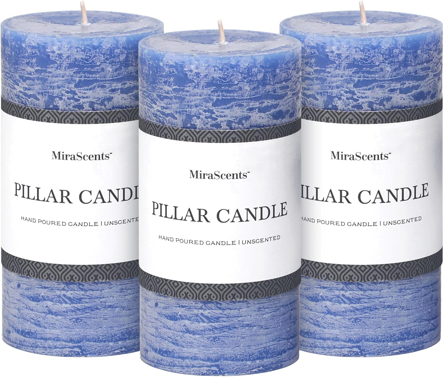 3X6 Inch Ivory Pillar Candles Set of 3 - Hand-Poured Unscented Candles, Long Clean Burning, Large Big Candles, Smokeless Dripless Candles for Dinner Table, Wedding, Home, Bathroom, Rustic Decor