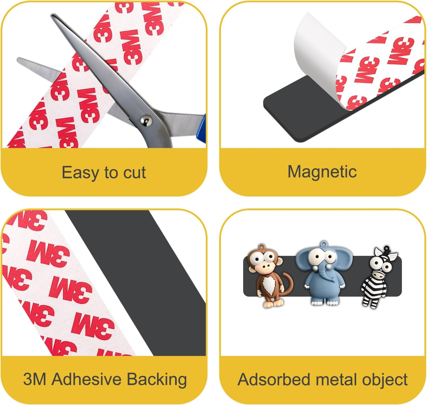 STTMGN Magnetic Tape with 3M Strong Adhesive Backing,1X3" 12Pcs,Flexible Self Adhesive Magnets,Magnetic Tape Flat Rubber Magnet Strip,Available for DIY Crafts,Art Projects,Photo and Picture Etc image number 1