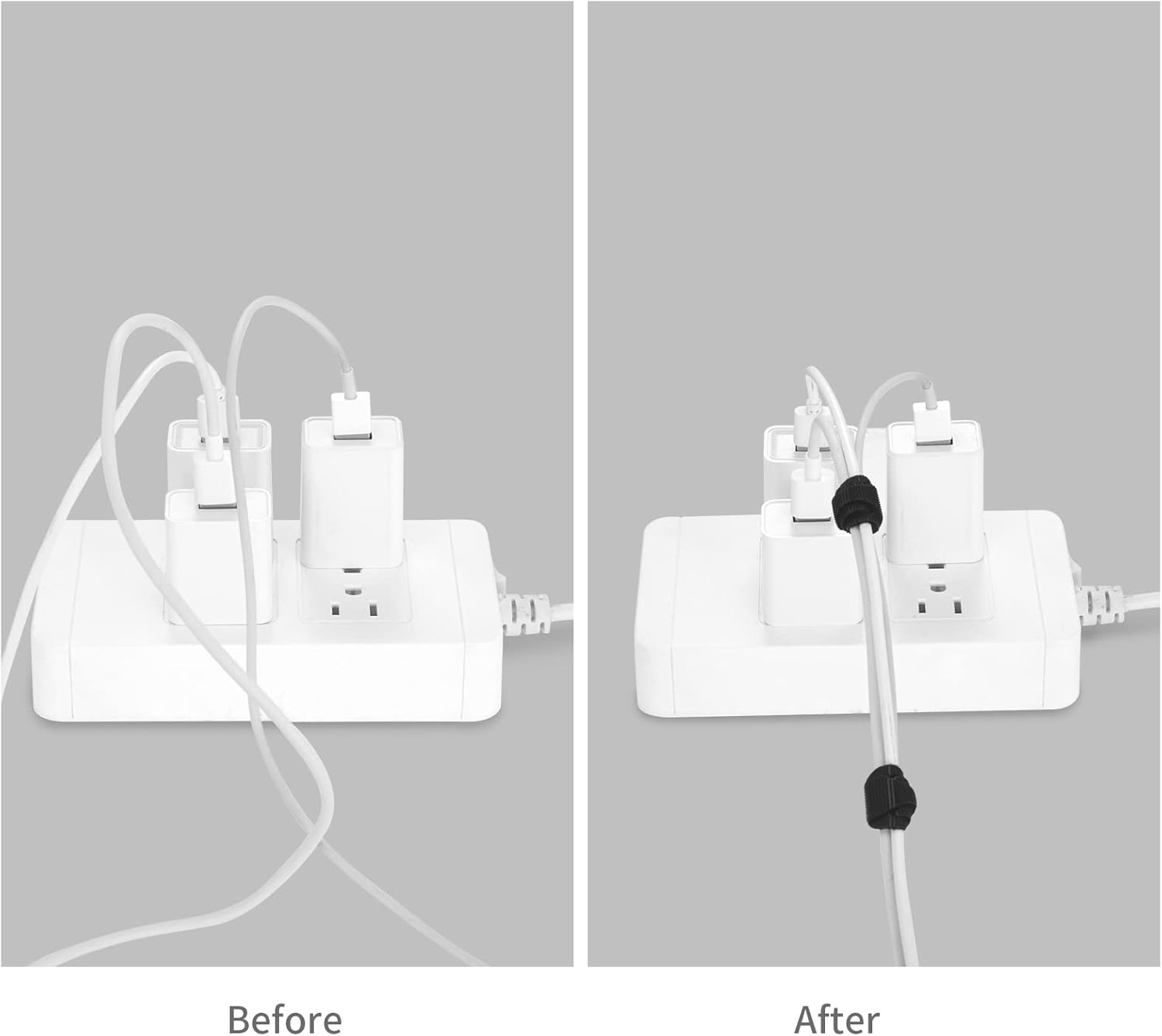 50PCS Reusable Cable Ties Cable Straps,Trilancer 20Cmx1.2Cm Thin Wire Cord Organization Ties with Hook and Loop for Home, Office and Data Centers(Black) image number 5