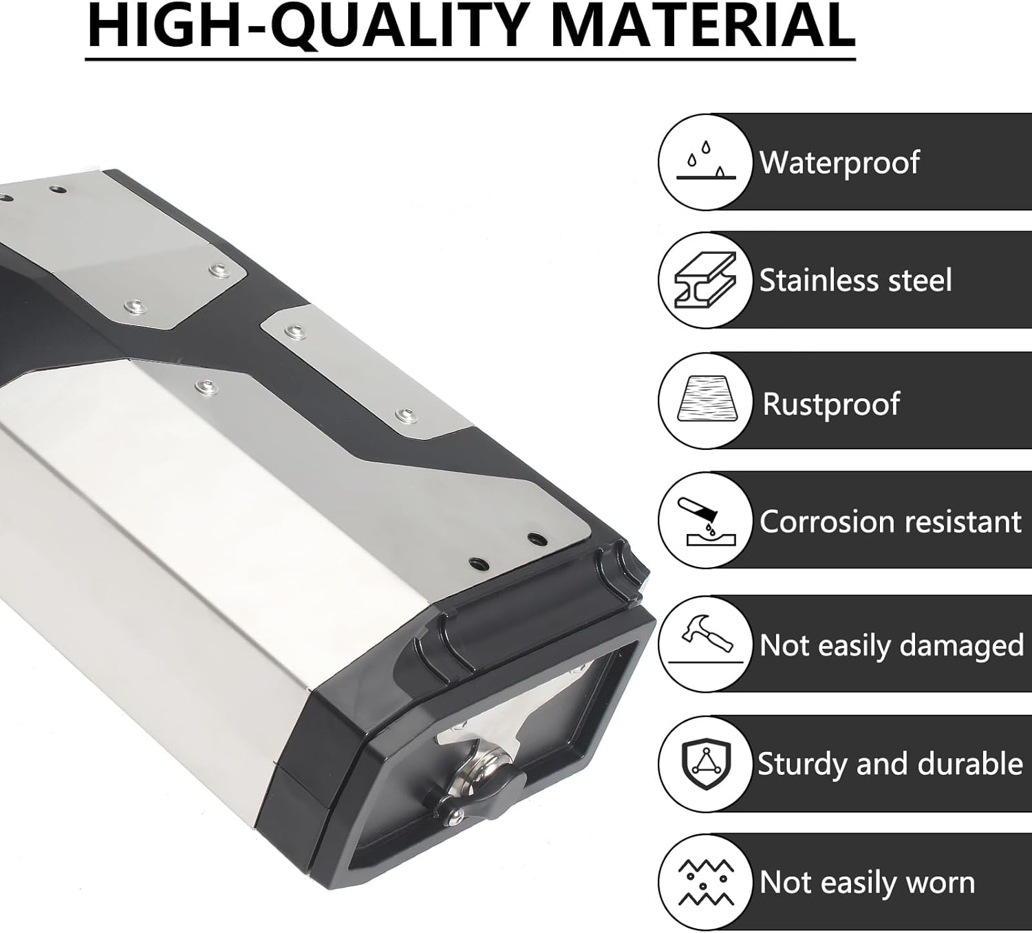 Motorcycle Tool Box,Stainless Steel Gear Tool Box Waterproof Side Boxes Compatible with BMW R1250GS/ADV R1200GS/ADV (Silver) image number 5