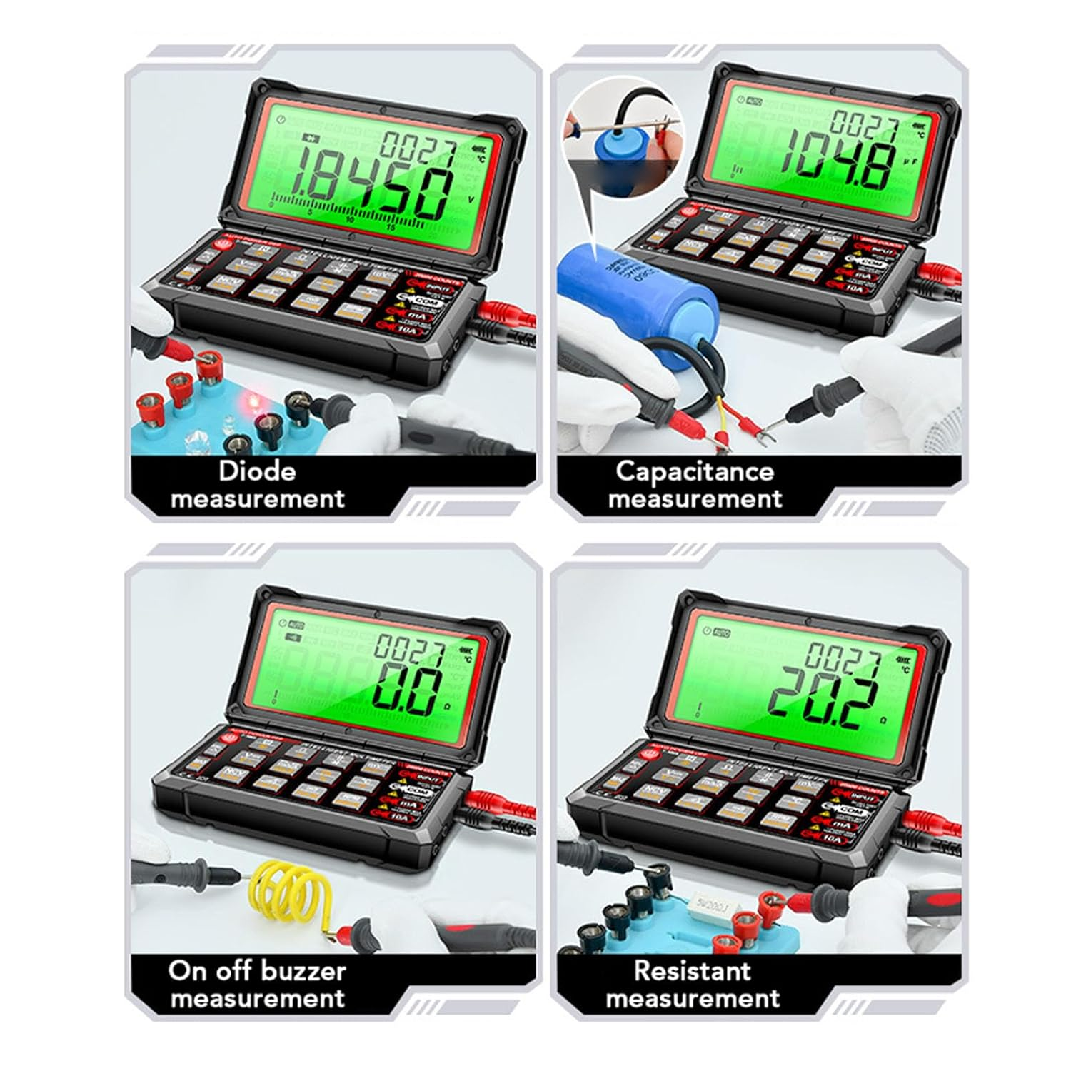 Digital Multimeter Tool, NCV Rechargeable Cable Identification Flip-Up Multimeter for Automotive Domestic Socket image number 5