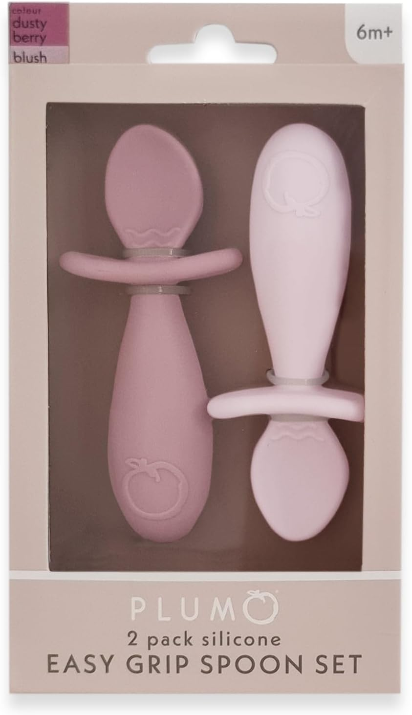 Plum Silicone 2 Pack Easy Grip Spoon Set Berry/Rose image number 2
