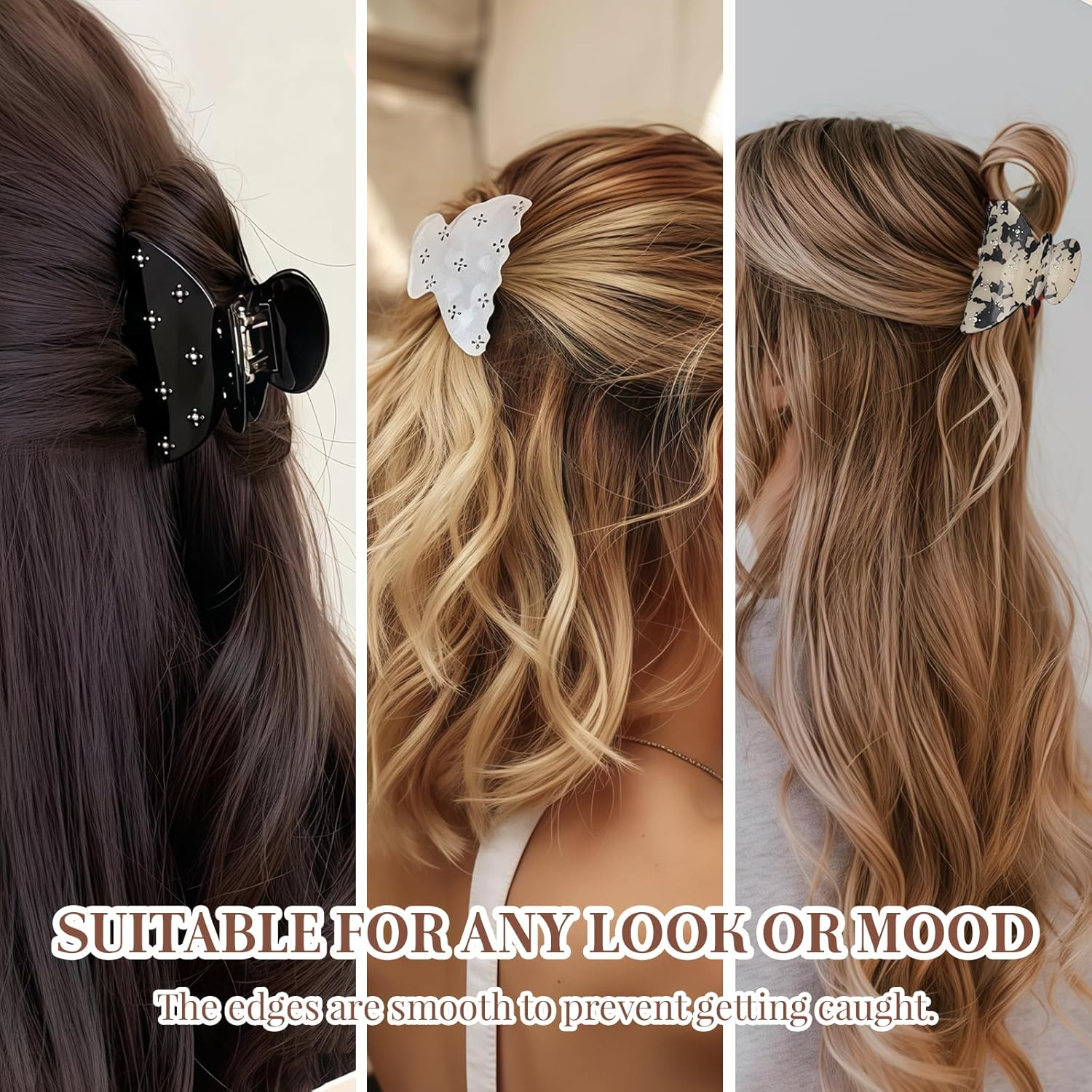 Pack of 3 Medium Rhinestone Hair Clips, Glittering Hair Clips, Women, Strong Hair Clips for Women, Girls, Teenagers for Parties, Weddings, Daily Life (6.6 Cm) image number 2