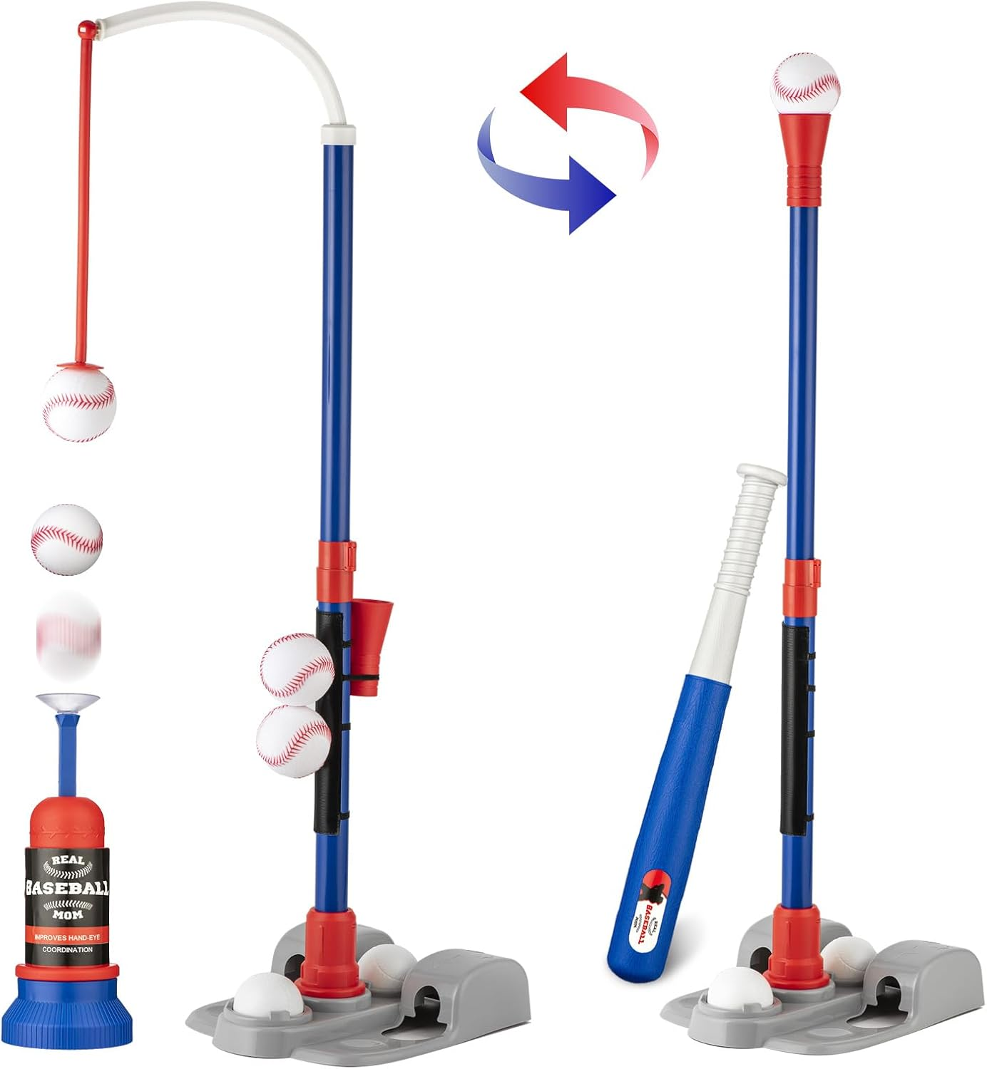 Adjustable T-Ball Set for Kids 3-8 | Outdoor Baseball Toy with Bat, Ball & Tee | Sports Toddlers & Boys in Backyards