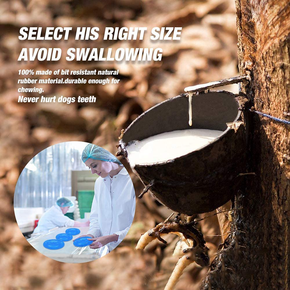 Durable Dog Squeaky Chew Toys for Aggressive Chewers Dental Teething Cleaning (Non-Toxic Soft Natural Rubber), Cute Crystal Ring Design 3.9 Inches (Blue) image number 5