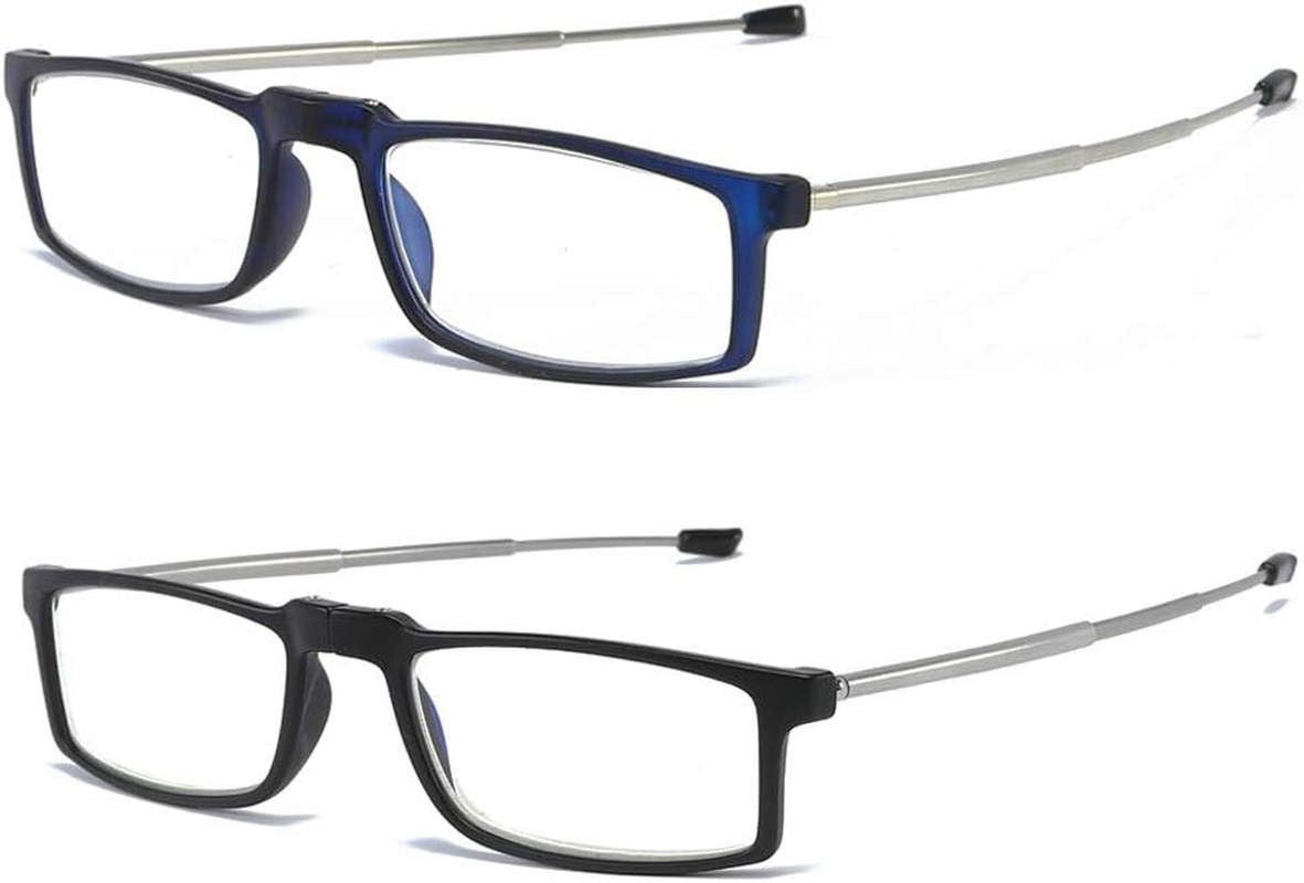 Folding Reading Glasses Compact Portable Readers for Men Women 2 Pairs in Case