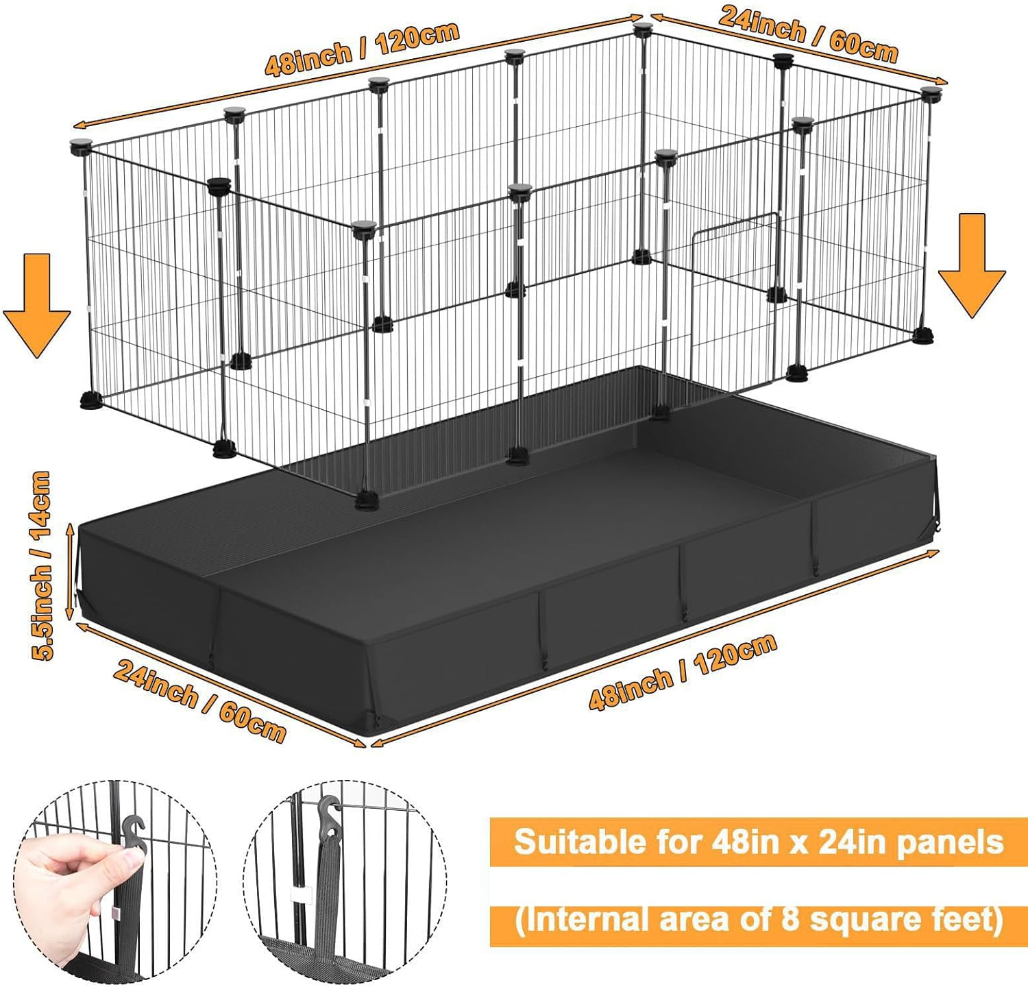 Ricjurzzty 12 Panels Small Animal Playpen,Pet Playpen with Waterproof Mat, Cage for Guinea Pigs,Puppy Play Pen,Bunny Playpen,Indoor Outdoor Portable Metal Wire Yard Fence image number 1