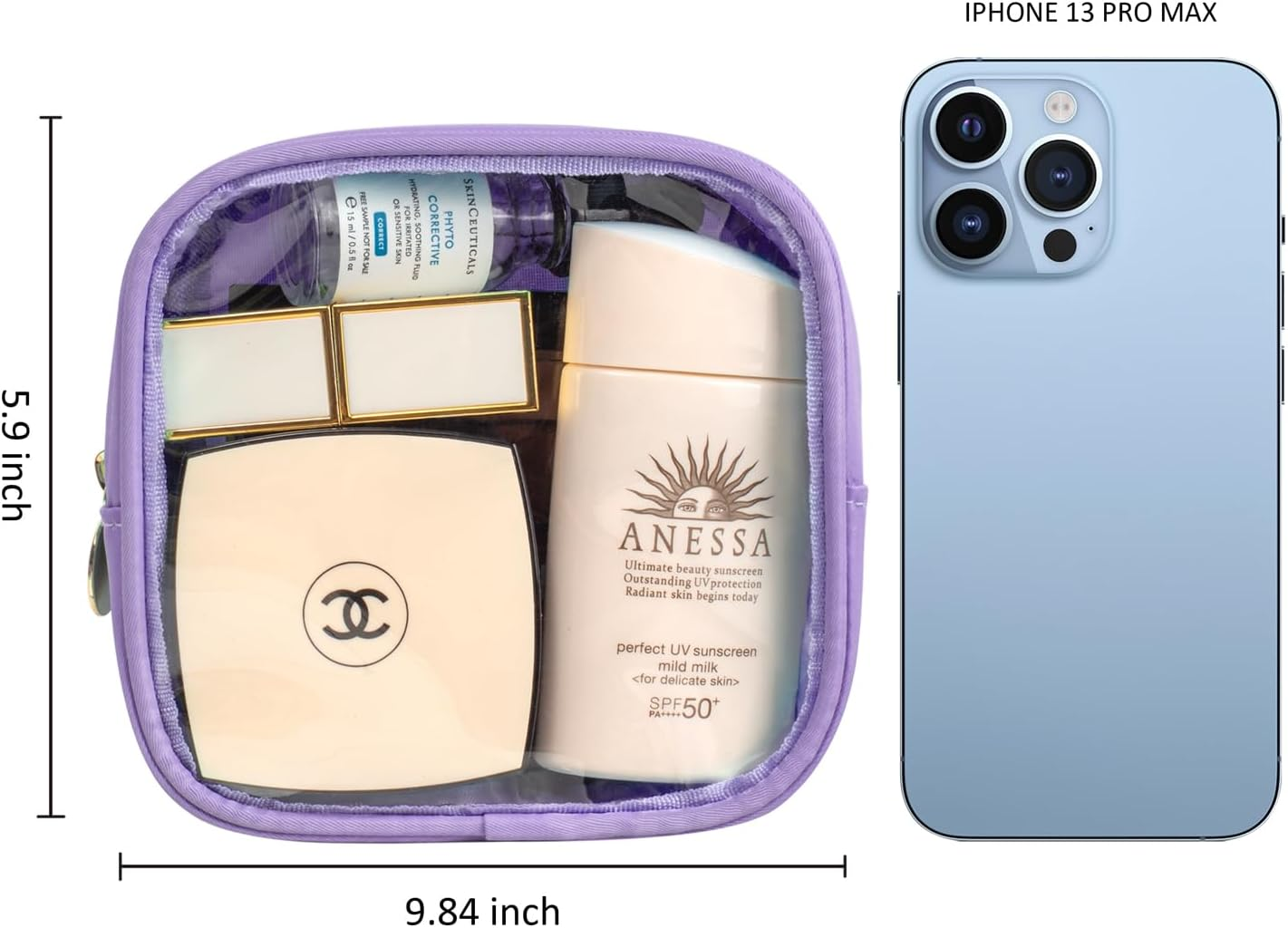 DDPOND Small Clear Makeup Bag for Purse,Clear Toiletry Bag TSA Approved Toiletry Bag Travel Makeup Bag Pouch Car Accessories Travel Essentials for Women Girls(Large Yellow) image number 3