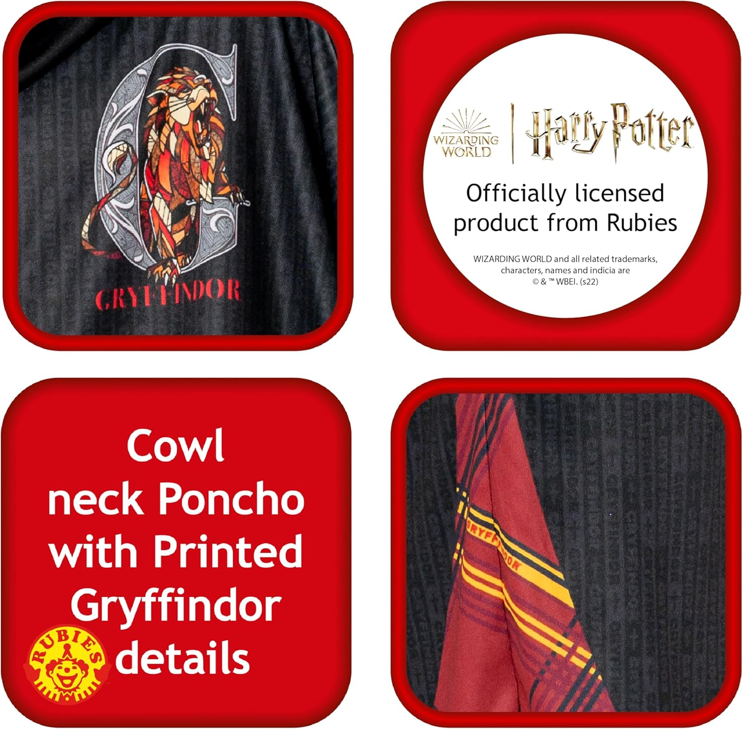 Rubies Official Harry Potter Gryffindor Child Poncho, Kids Fancy Dress image number 6