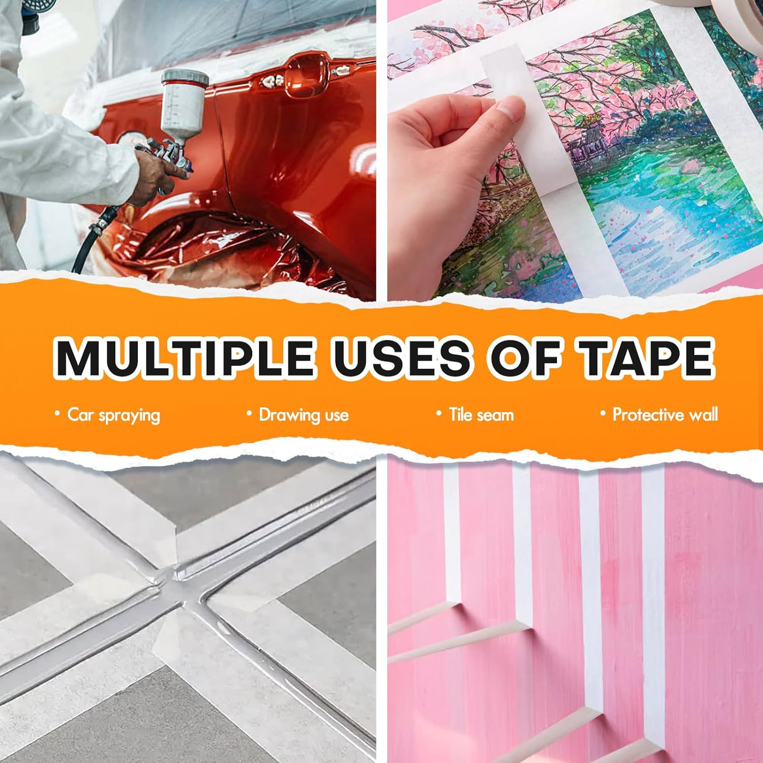 White Masking Tape - 6 Rolls Pack, 24Mm X 50M per Roll, Masking Artists Tape for Drafting Art Watercolour Painting Canvas Framing - Acid Fre | Artist Masking Tape, White Painters Tape, Artist Tape image number 5