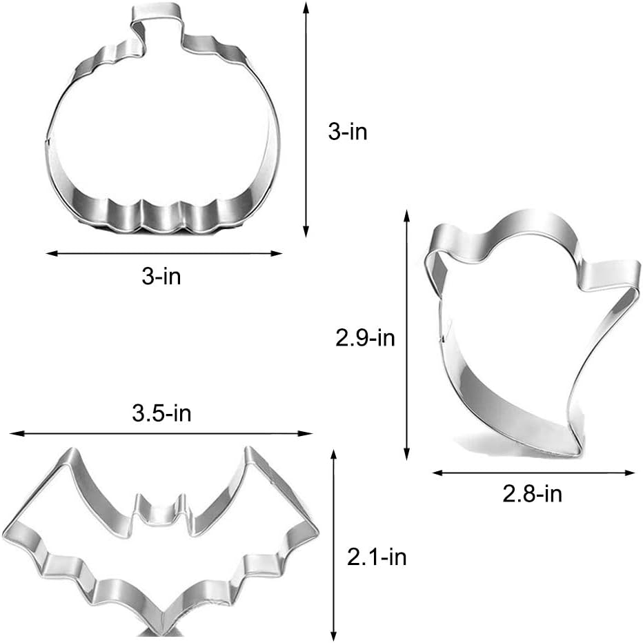Halloween Cookie Cutters - 5 Pieces Cookie Cutters Shape - Pumpkin, Bat, Ghost, Cat and Witch Hat Shapes for Halloween Food Party Decorations image number 1