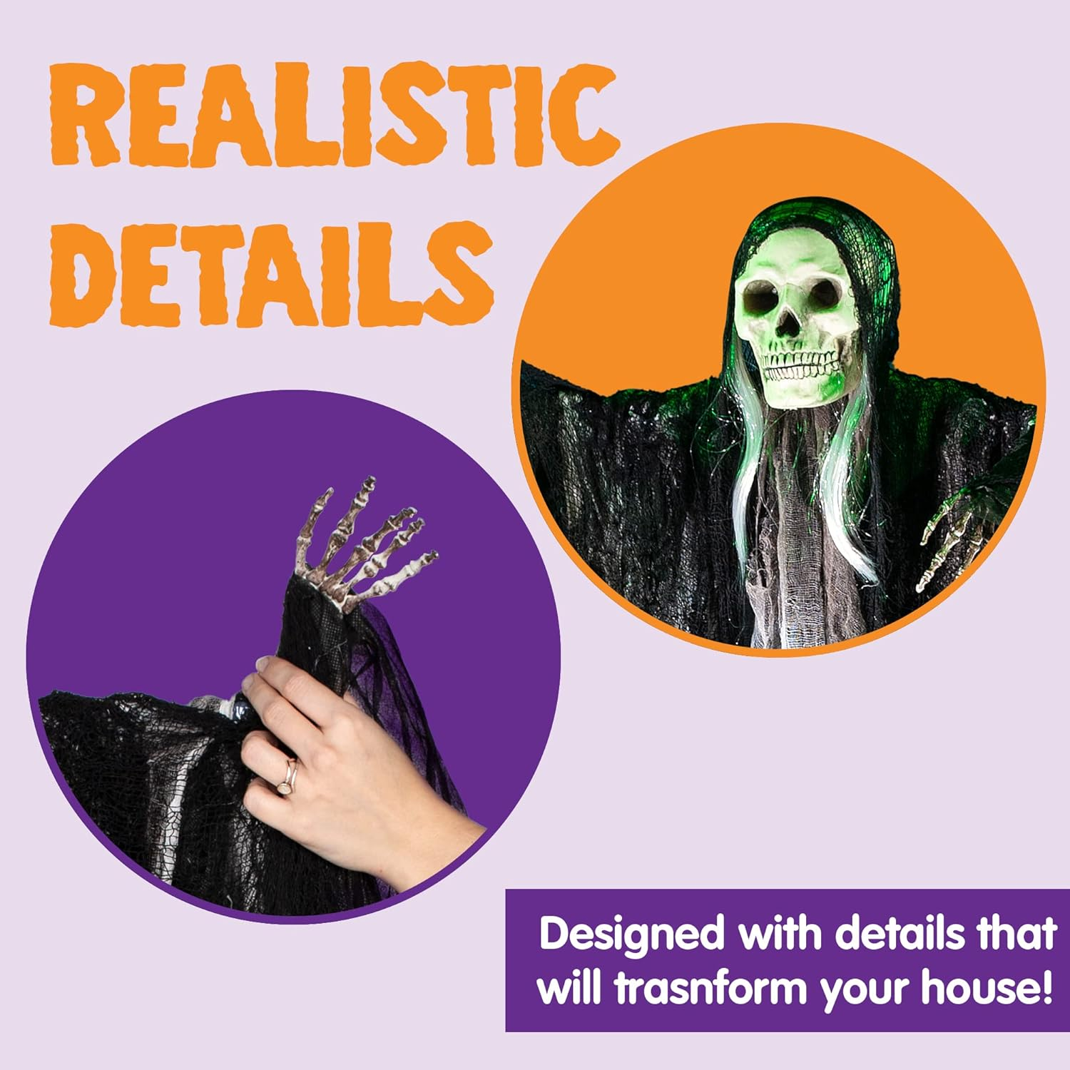 JOYIN 3 Pack Hanging Halloween Skeleton Ghosts Decorations, Grim Reapers for Best Halloween Outdoor Decorations image number 4
