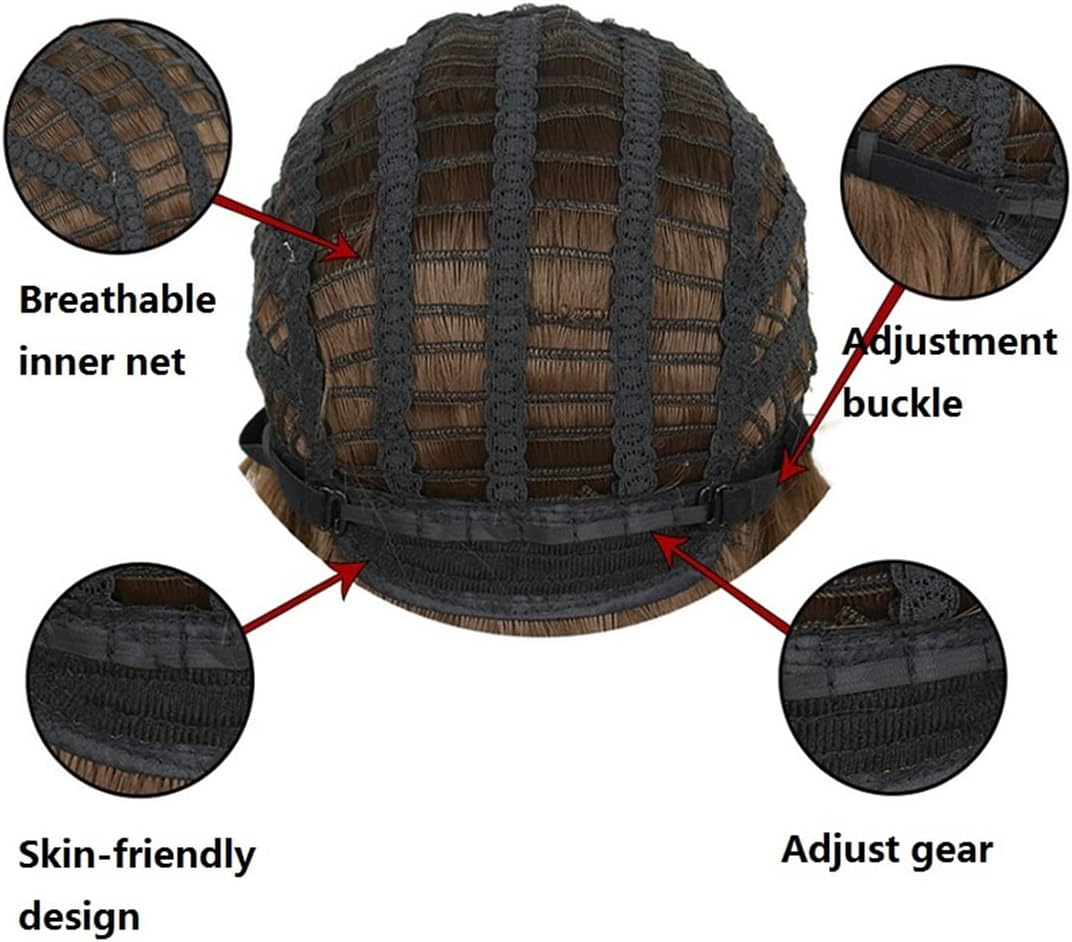 Synthetic Short Retro Cute Wate Wave Wig 6Inch Natural Black Blond Red Cosplay Wigs for Black Women 1B 6Inch image number 2