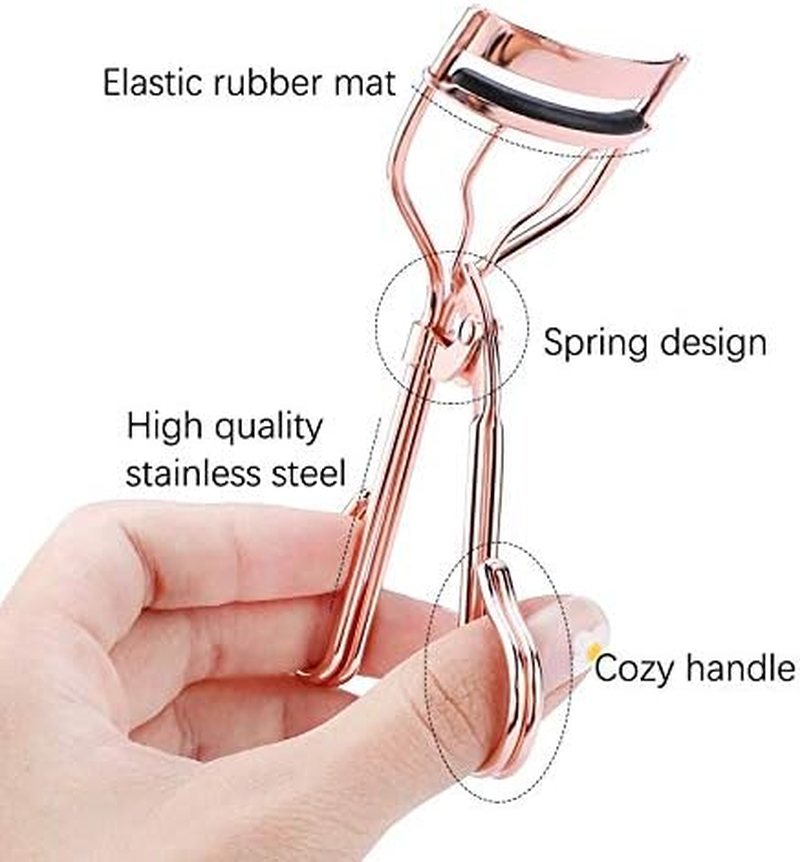 EIAKE 2PCS Eyelash Curler Kits with Eyebrow Brush Eyelashes Curling Applicator Extension Sets Eye Lash Curler Makeup Tools for Women (Eyelash Curler +Eyebrow Brush, Rose Golden) image number 5