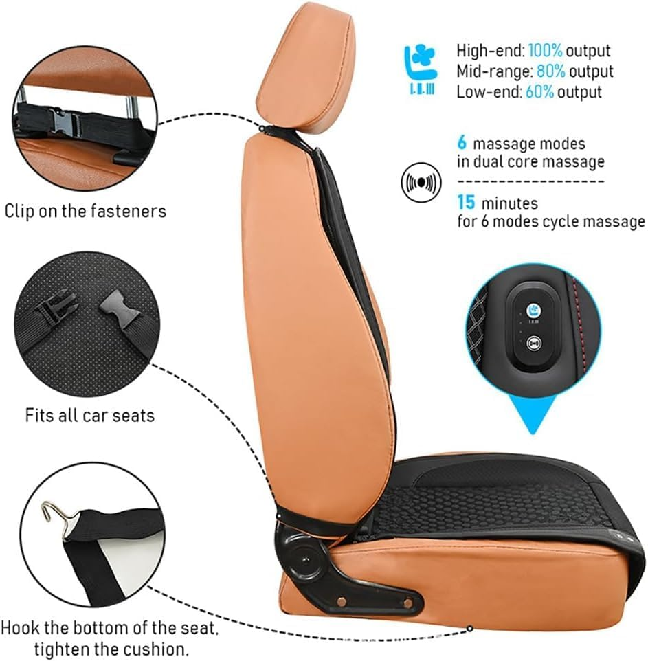 ICY Seat Car Cooling Cushion, 2025 New Icyseat, the ICY Seat with 12 Powerful Fan, 6 Massage Mode, 3-Speed Temperature, Universal Fit for All Cars Seats(12V) - 12V image number 6
