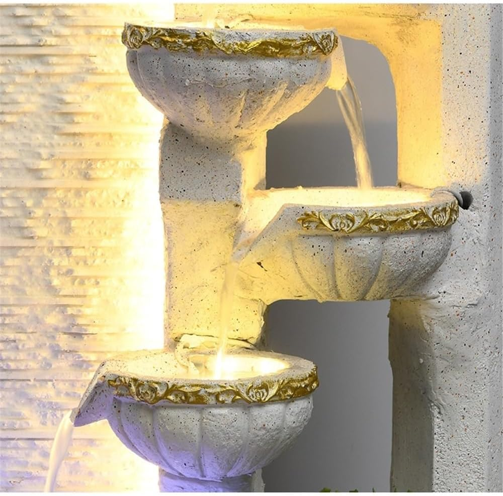 Outdoor Fountain Flowing Water Ornaments Floor-Standing Feng Shui Fountain Decoration Modern Simple Circulating Waterscape(White) image number 6