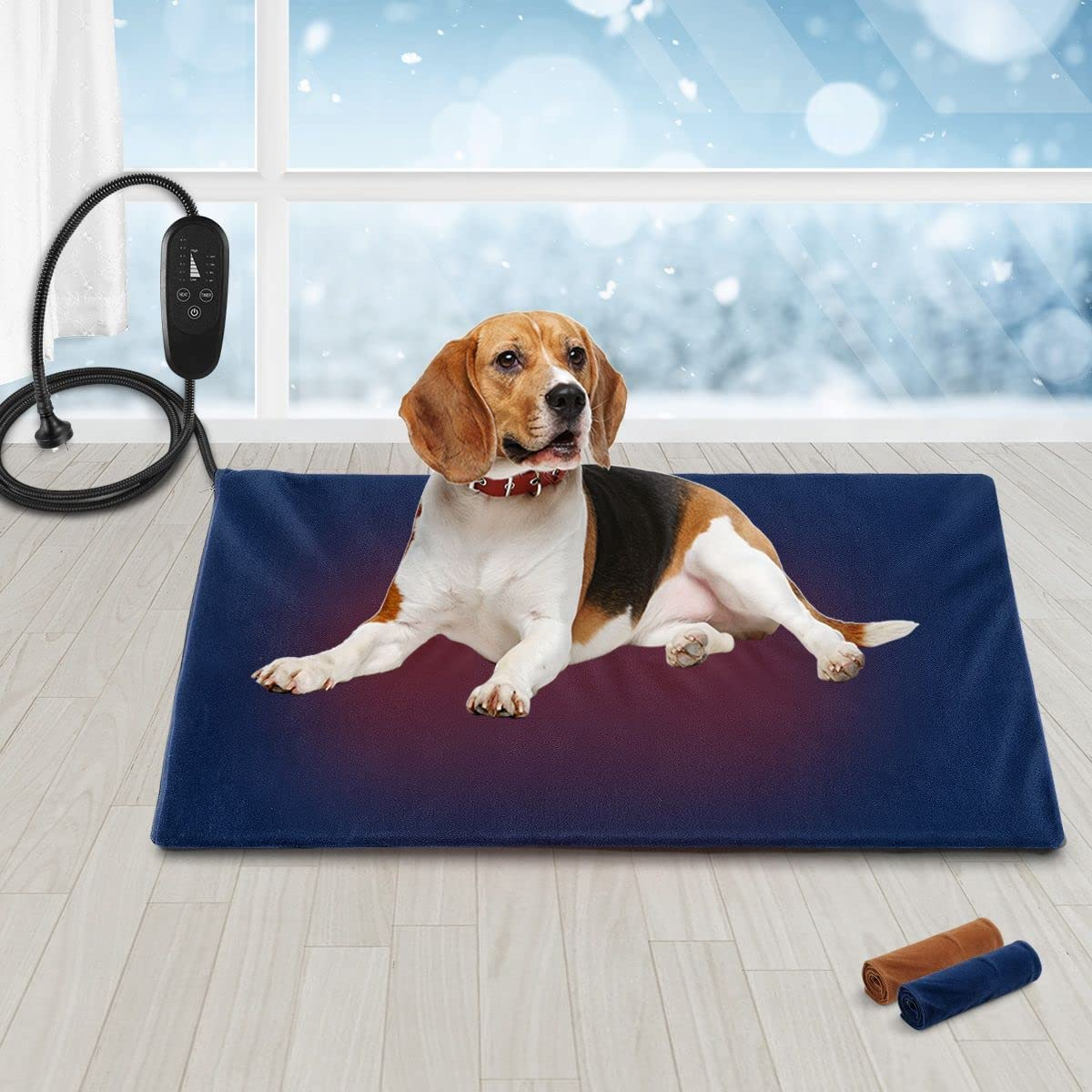 Pet Scene Pet Heating Mat for Dogs Cats, Extra Large Size 90X60Cm,Dog Heated Pad Cat Dog Bed W/Waterproof PVC Cover & Thermal Protection,Dog Heated Mat image number 2