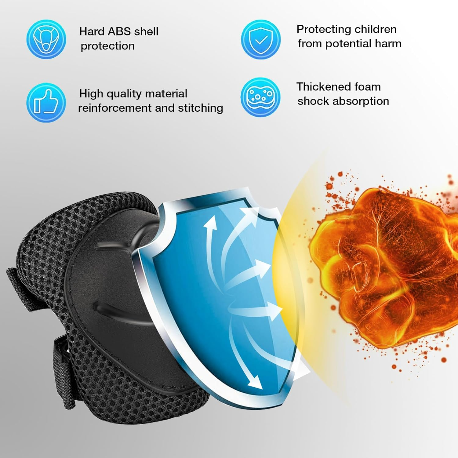 Kids Protective Gear Set Knee Pads for Kids 3-14 Years Toddler Knee and Elbow Pads with Wrist Guards 3 in 1 for Skating Cycling Bike Roller Skates Scooter (Black, &lrm;S(3-8Years)) image number 2