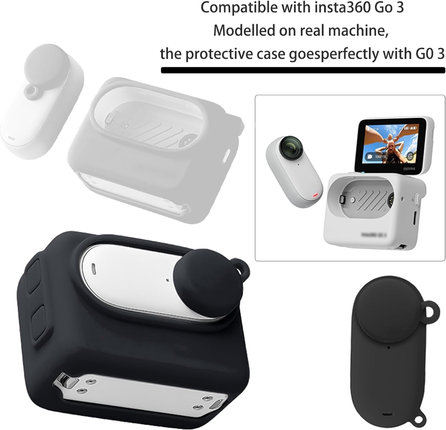 Frame Case Compatible with Insta360 GO 3 Action Camera - Inst 360 GO3 Accessories with Silicone Protective Cover, Screen Protectors image number 4