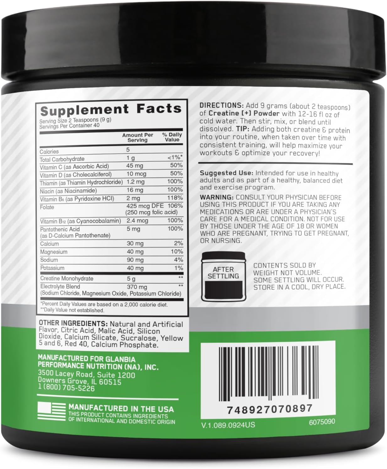 Optimum Nutrition Creatine + Straw Peach 360 G image number 1