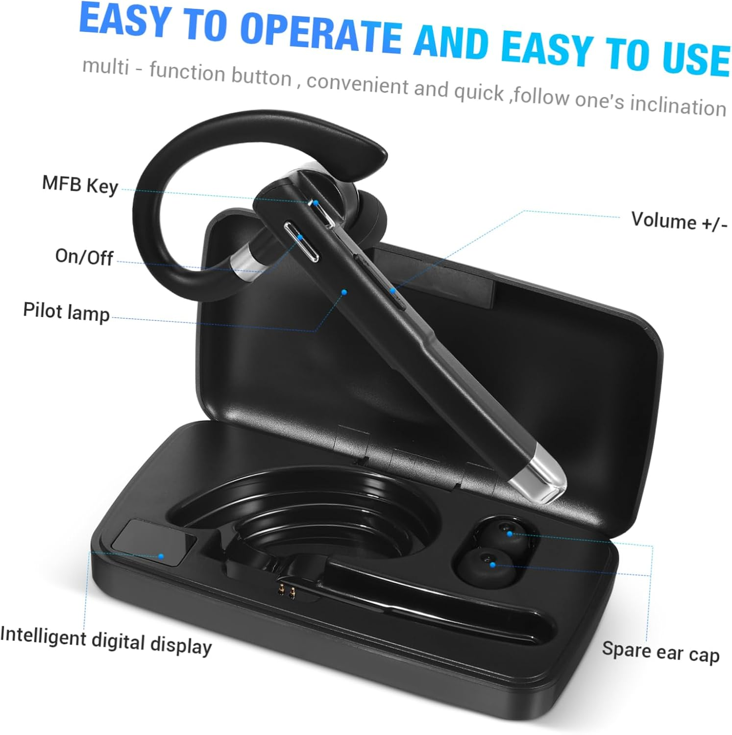 LALAFINA Wireless Wireless Headset Noise Cancelling Earbuds for Business Running Lightweight Comfortable Design for Office and Outdoor Use image number 6