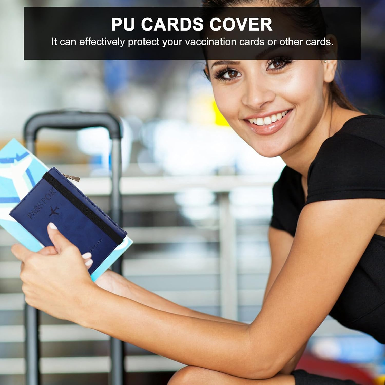 MOKKHNB Portable PU Passport Cover Cardholder with RFID Protection Lightweight Travel Id and Credit Card Holder for Men and Women image number 6