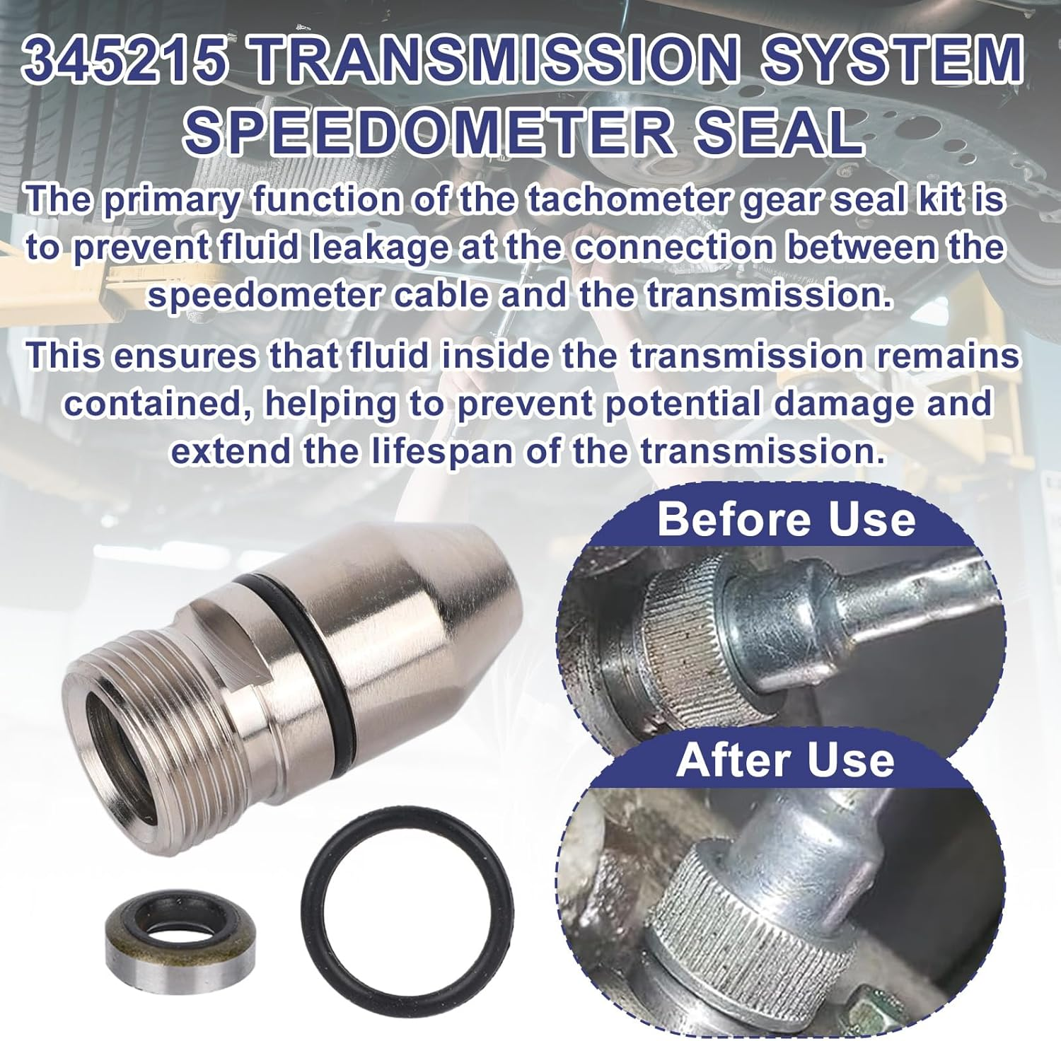 345215 Speedometer Gear Seal Kit, Compatible with TH350 TH250 TH200 & Muncie 7/8" Tail Housing Transmissions, Includes Speedometer Housing, O-Rings, Inner Metal Seal image number 2