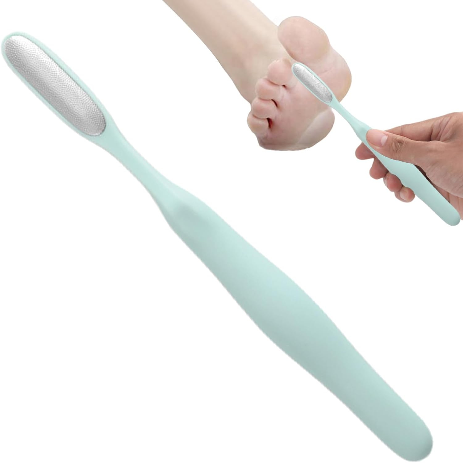 Pedicure Foot File, Long Handle Callus Remover with Stainless Steel Scrubber and Toe Cleaning Brush, 19X2Cm Foot Care Tool for Dead Skin Removal and Toes Crevice Cleaning at Home image number 3