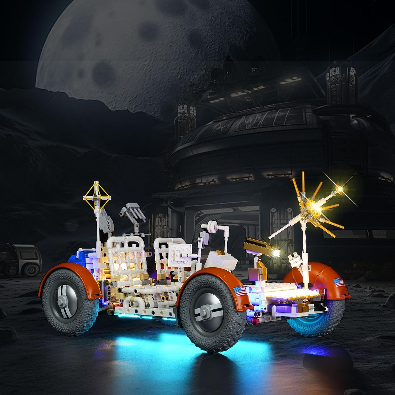 Cooldac LED Light Kit Compatible with  NASA Apollo Lunar Roving Vehicle (LRV), LED Lighting Set Compatible with  Technic NASA Apollo Lunar 42182 Moon Rover (Not Models)