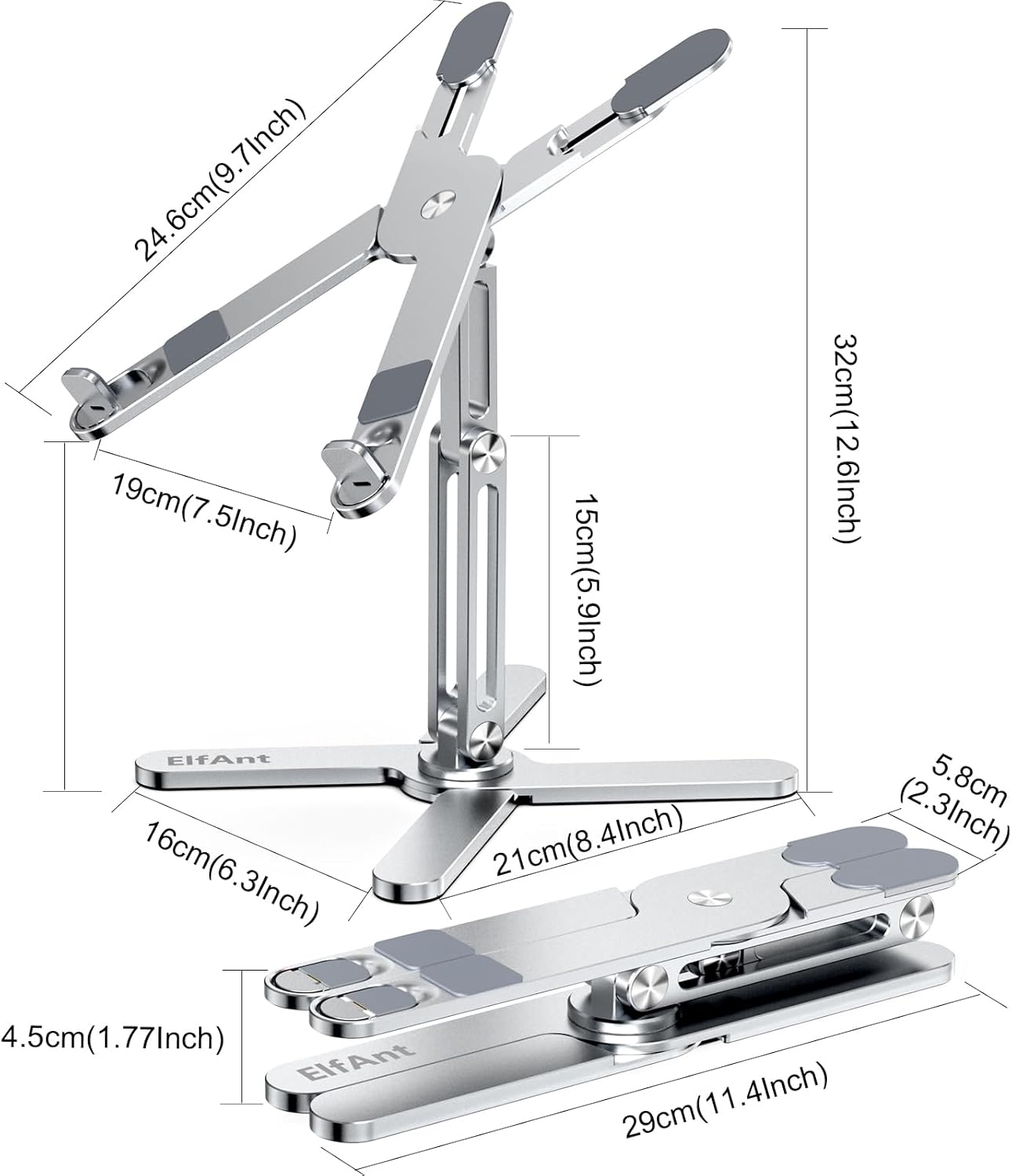 Elfant Laptop Stand 360 Degree Rotation Adjustable Portable for 10" - 17" Laptop Tablet