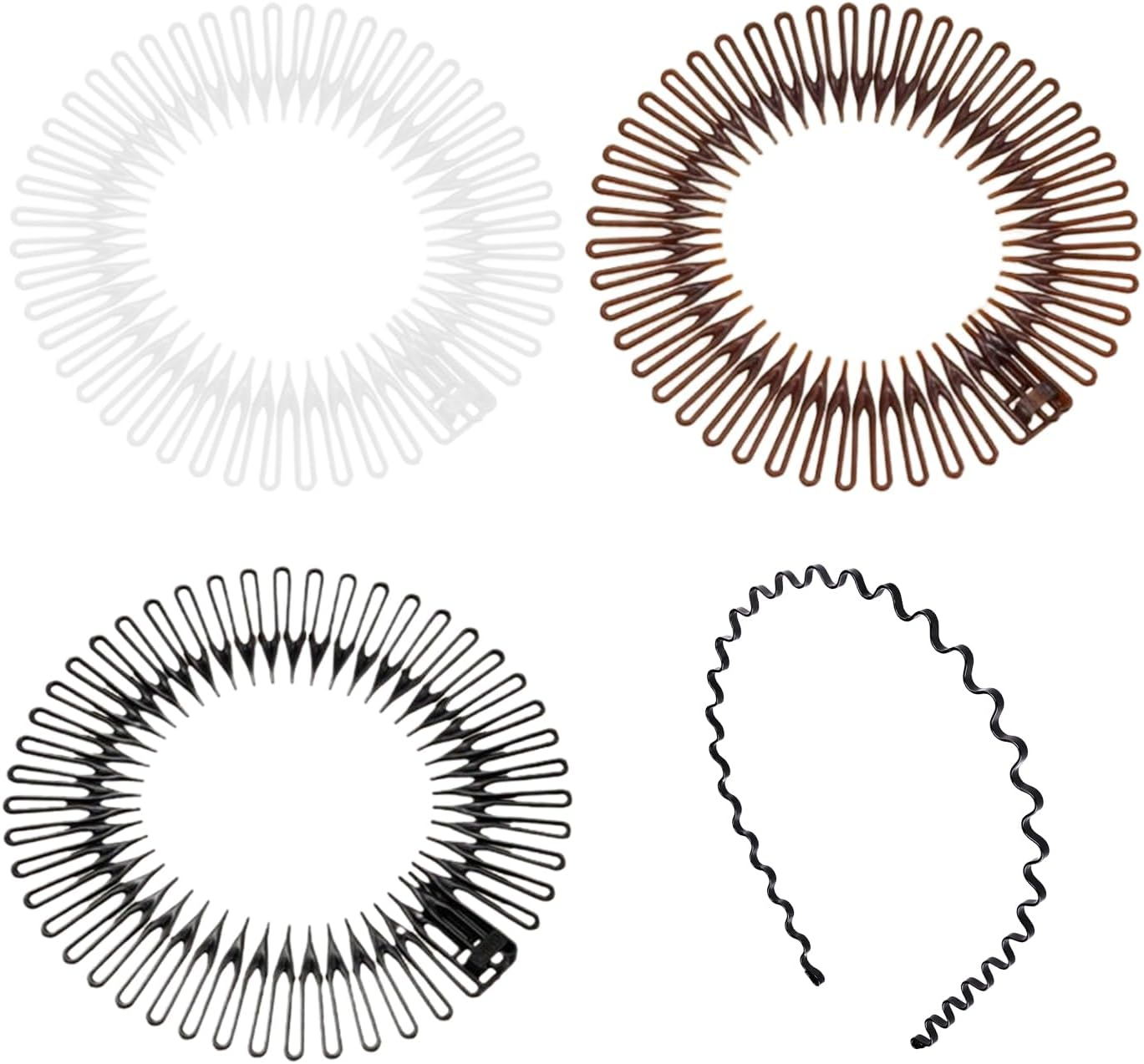 3 Broken Hair Combs and 1 Wavy Headband, Fixed Invisible Combs for Bangs, Flexible and Stretchy Hair Accessory Set, Suitable for Washing, Make-Up and Going Out. image number 2