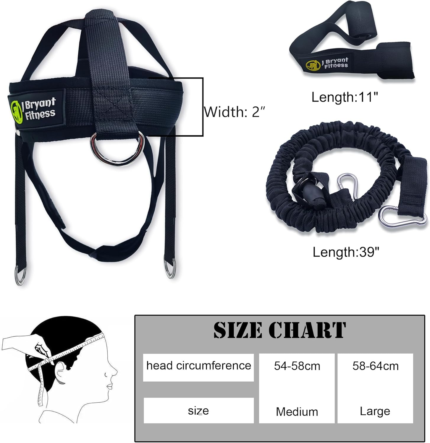 J Bryant Adjustable Neck Harness Head Strap for Weight Lifting with Resistance Tube Bands and Door Anchor Set for Neck Strength Training Exercise Equipment image number 1
