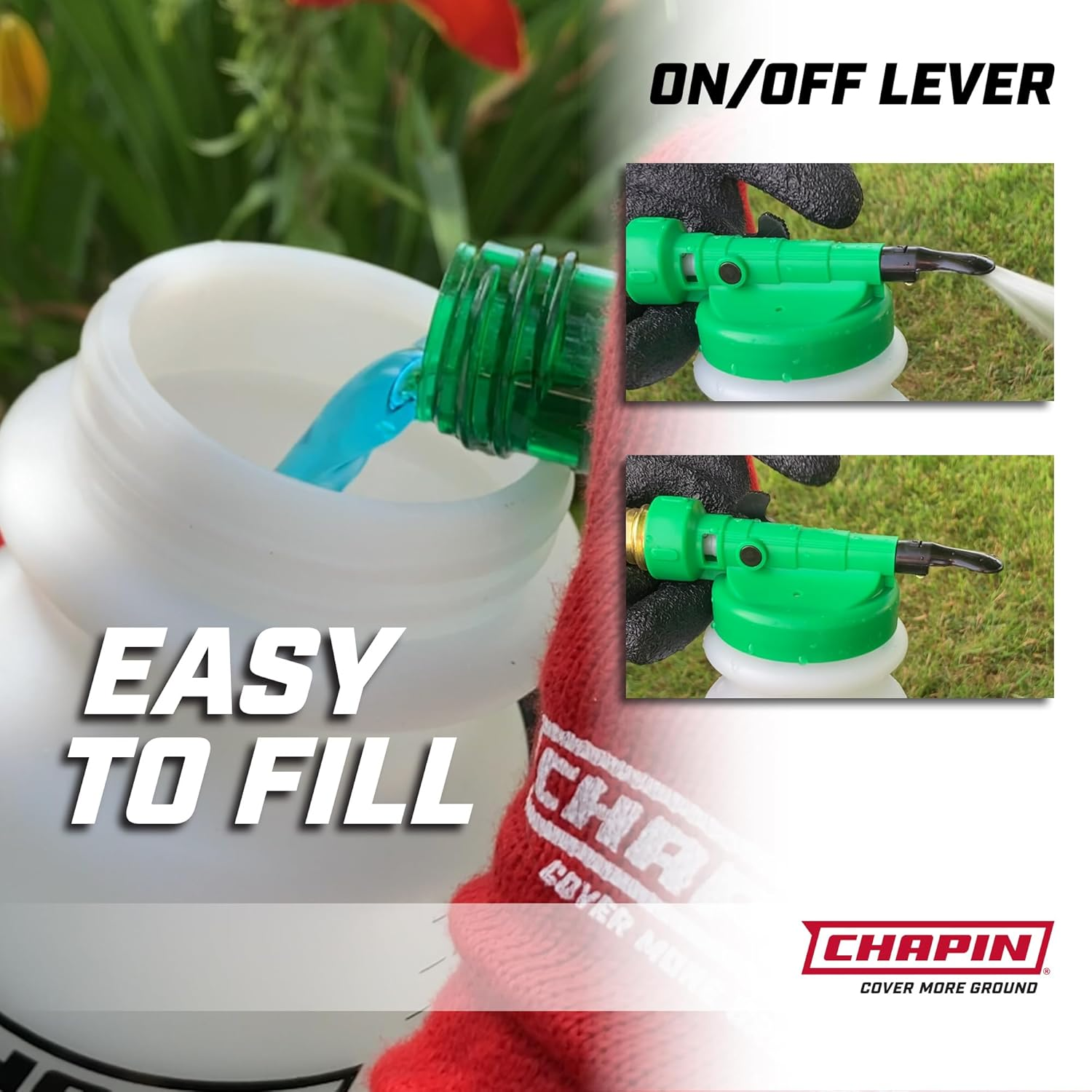 Chapin G390 Hose End Sprayer for Water Soluble Materials, 20 Gallon, 32 Ounce Tank, Finger Control and Backflow Prevention, for Spraying Lawns, Weeds, Insects, Fertilizers, Translucent White image number 3