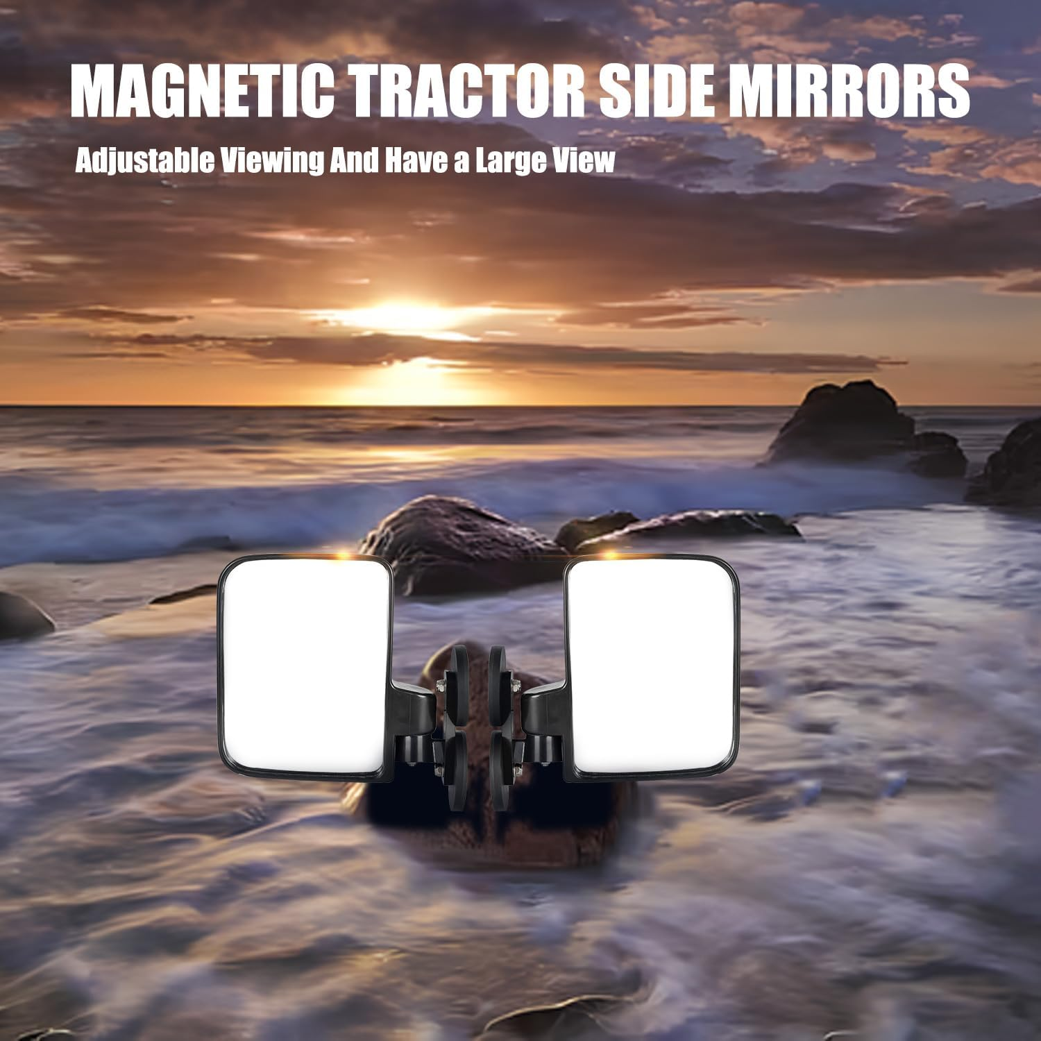 RANSOTO Tractor Side Mirrors, Strong Magnetic Mirror for Tractors, Forklifts, Small Dozers, Lawn Mower Compatible with John Deere, Kubota, Toyota image number 1