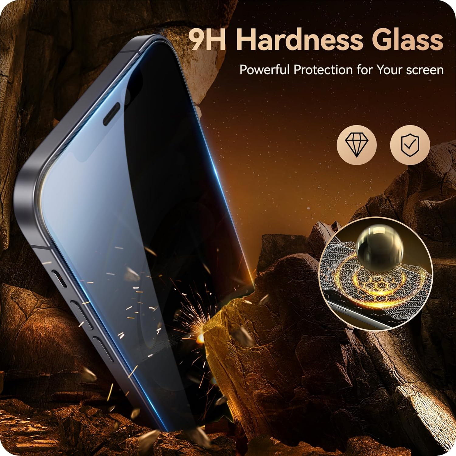 NIMASO for Iphone 16E/14/13/13 Pro Screen Protector Privacy, 2 Pack 9H Hardness Anti-Spy Tempered Glass, Military Grade Shatterproof, Anti-Scratch, with Easy Installation Kit(6.1 Inches) image number 6