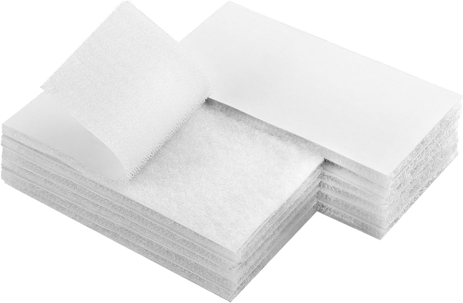 2X4 Inch Adhesive Square Hook and Loop Tape - 12 Sets - Sticky Back Fastener for Indoor or Outdoor Use - Instead of Holes and Screws,White image number 5