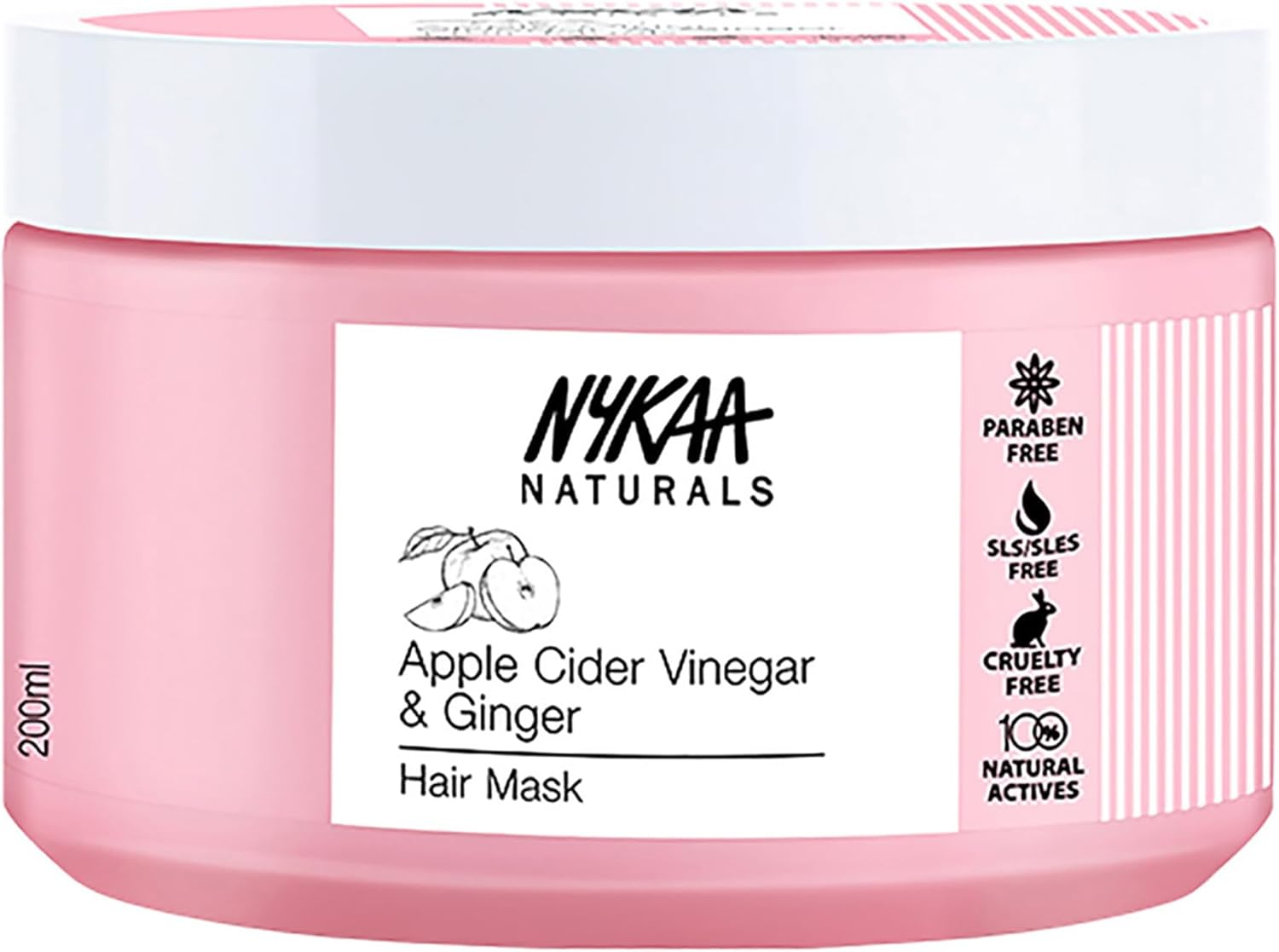 Nykaa Naturals Hair Mask-Anti-Hairfall, Strengthens Hair, Prevents Hair Loss and Thinning, Deep Nourishing-100% Natural Actives, for All Hair Types, Men and Women 200Ml (Apple Cider Vinegar & Ginger) image number 2