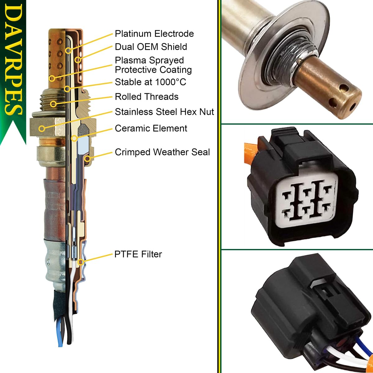 DAVRPES 234-9123 Oxygen Sensor Air and Fuel Ratio Sensor Pre-Cat Sensor 2349123 for Subaru Outback Legacy Forester Impreza Sport, for Saab 9-2X 2.5L-H4 Replace#22641-Aa360｜22641-Aa33A image number 3