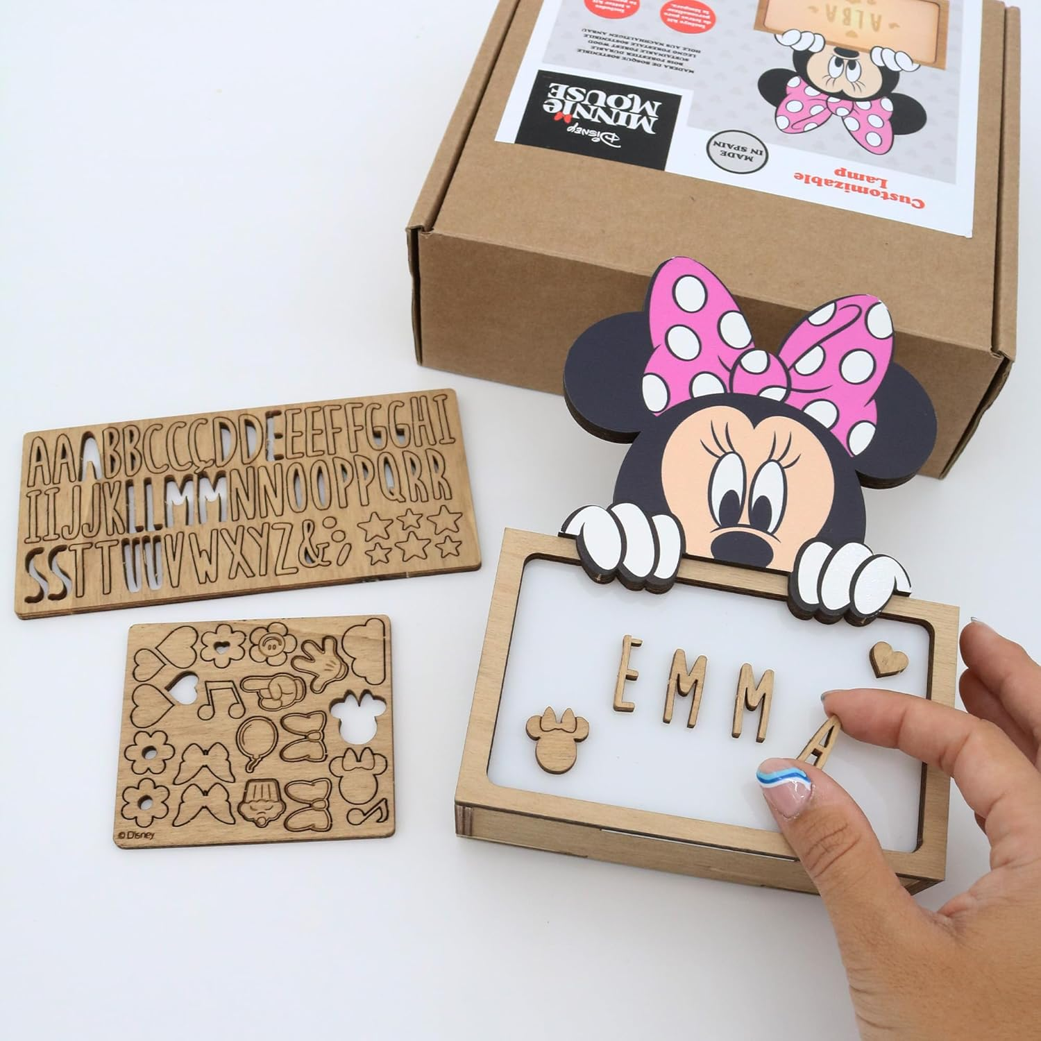 WONDEE Official Disney Minnie Mouse Lamp Personalised - Night Light Baby Minnie Mouse, Gifts for Birth, Christening Gifts for Girls Personalised Gifts Baby, Disney Gift Ideas - Angel Stitch image number 4