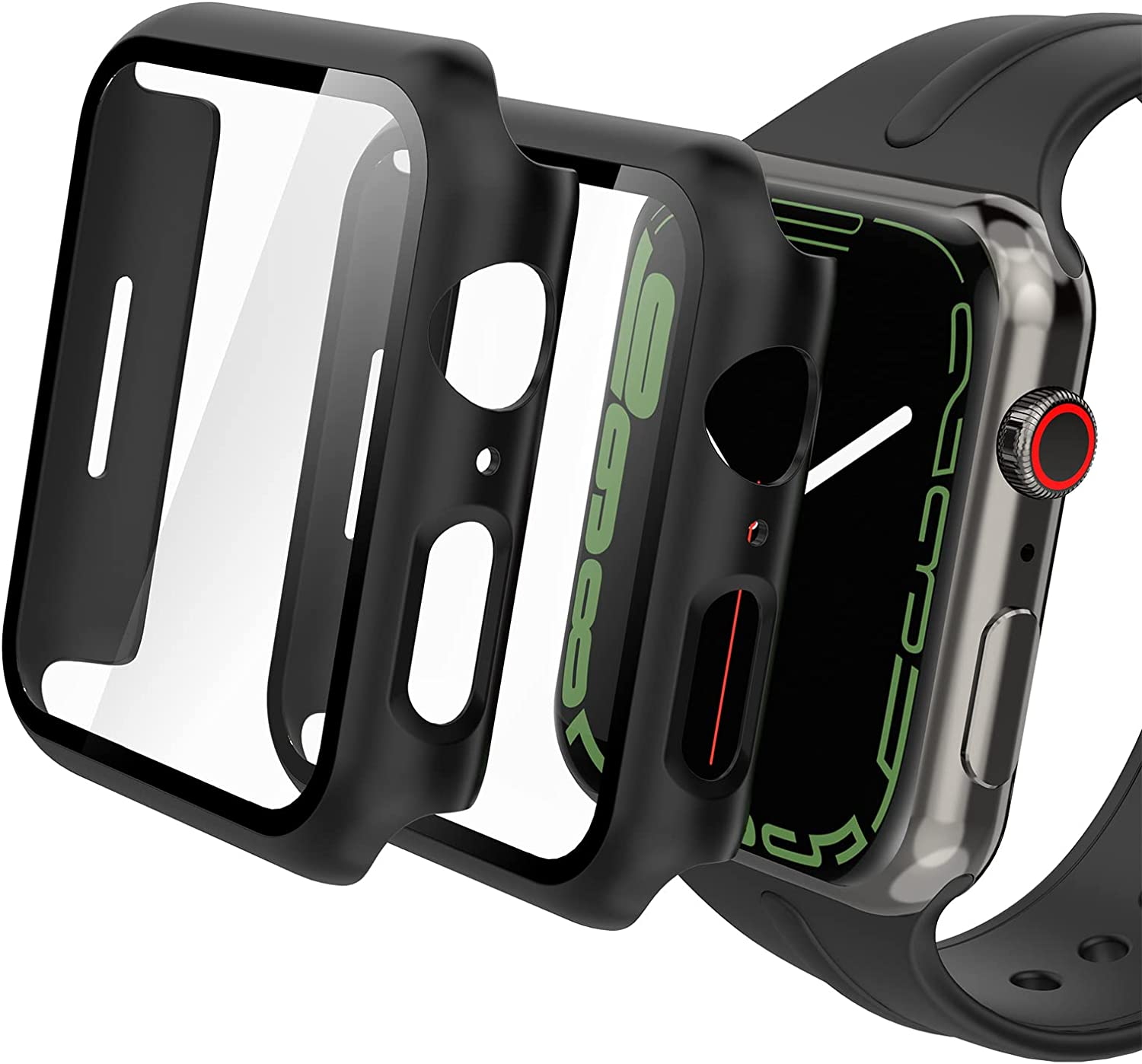 Hianjoo (2 Pack) Case Compatible with Apple Watch SE 2022 Series 6 Series 5 Series 4 40Mm, Built-In HD Tempered Glass Screen Protector Overall Cover Replacement for Iwatch SE 2022 Series 6/5/4, Black